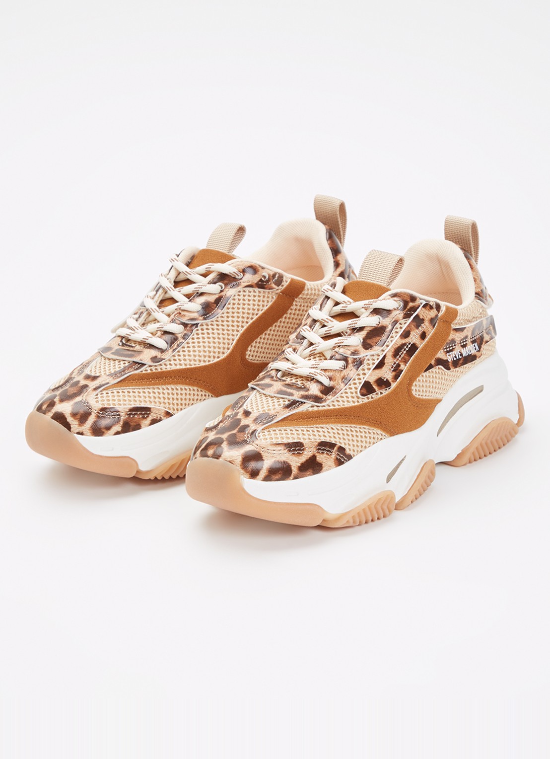 Steve Madden Jpossession sneaker met panterprint - voorkant 2 camel