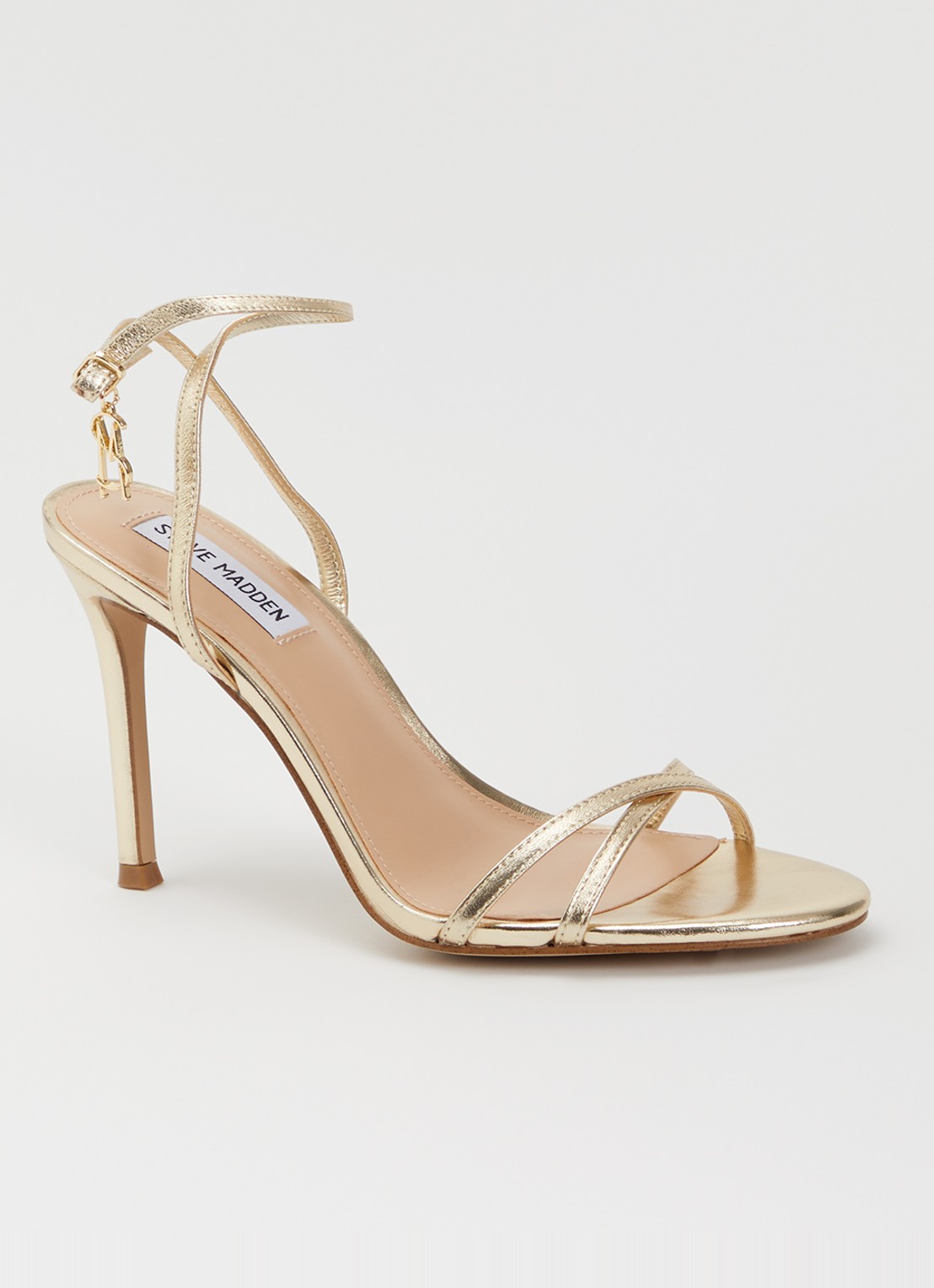 Steve Madden Jypsey-cn sandalette van leer met metallic finish - voorkant 4 goud