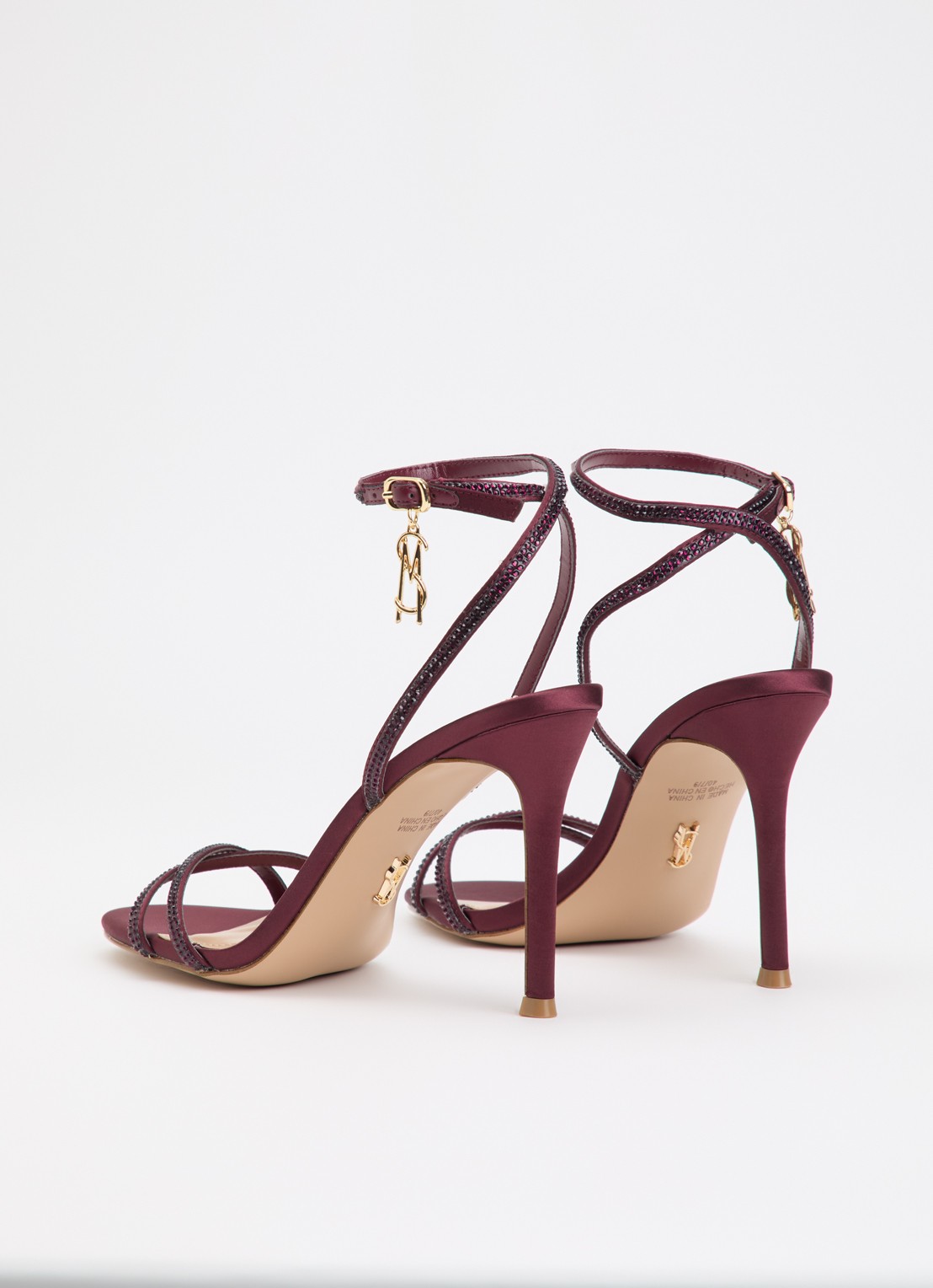 Steve Madden Jypsey sandalette met strass - achterkant bordeauxrood