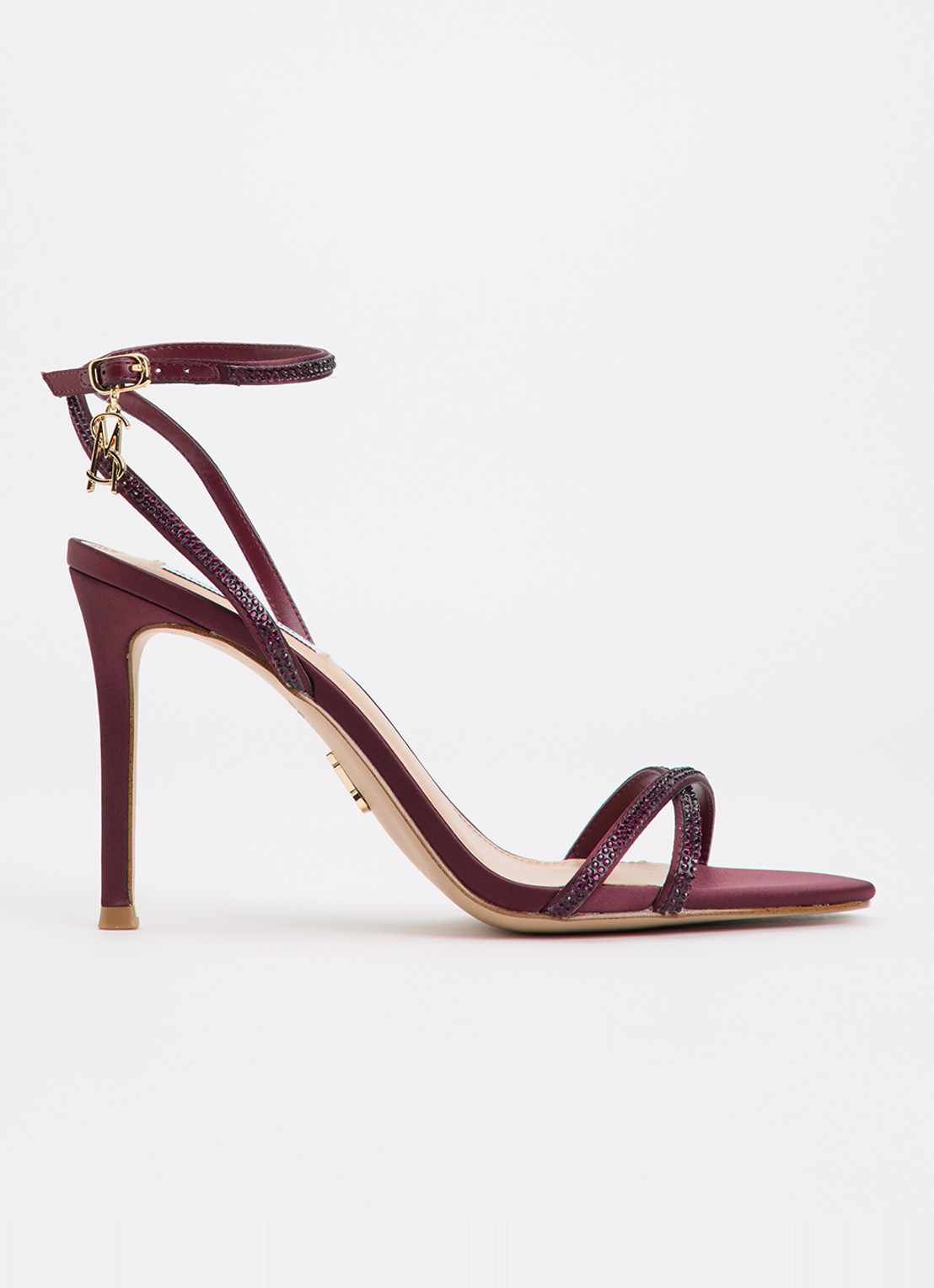 Steve Madden Jypsey sandalette met strass - voorkant 2 bordeauxrood