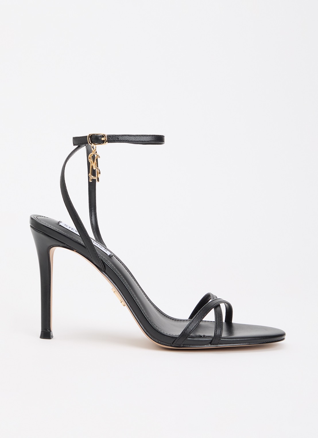 Steve Madden Jypsey sandalette van leer - voorkant 2 zwart