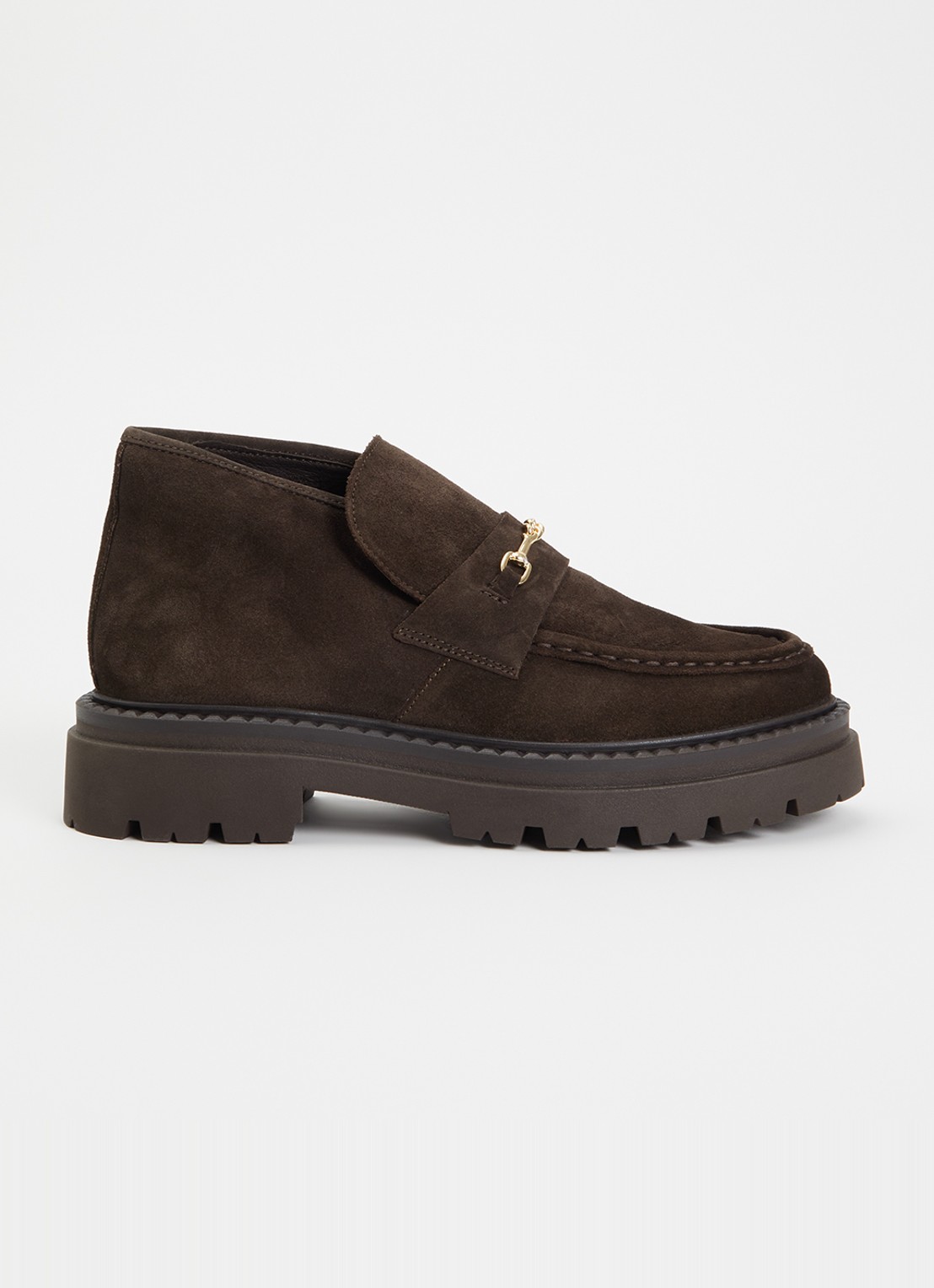 Steve Madden Karima enkellaarsje van suède - voorkant 2 donkerbruin