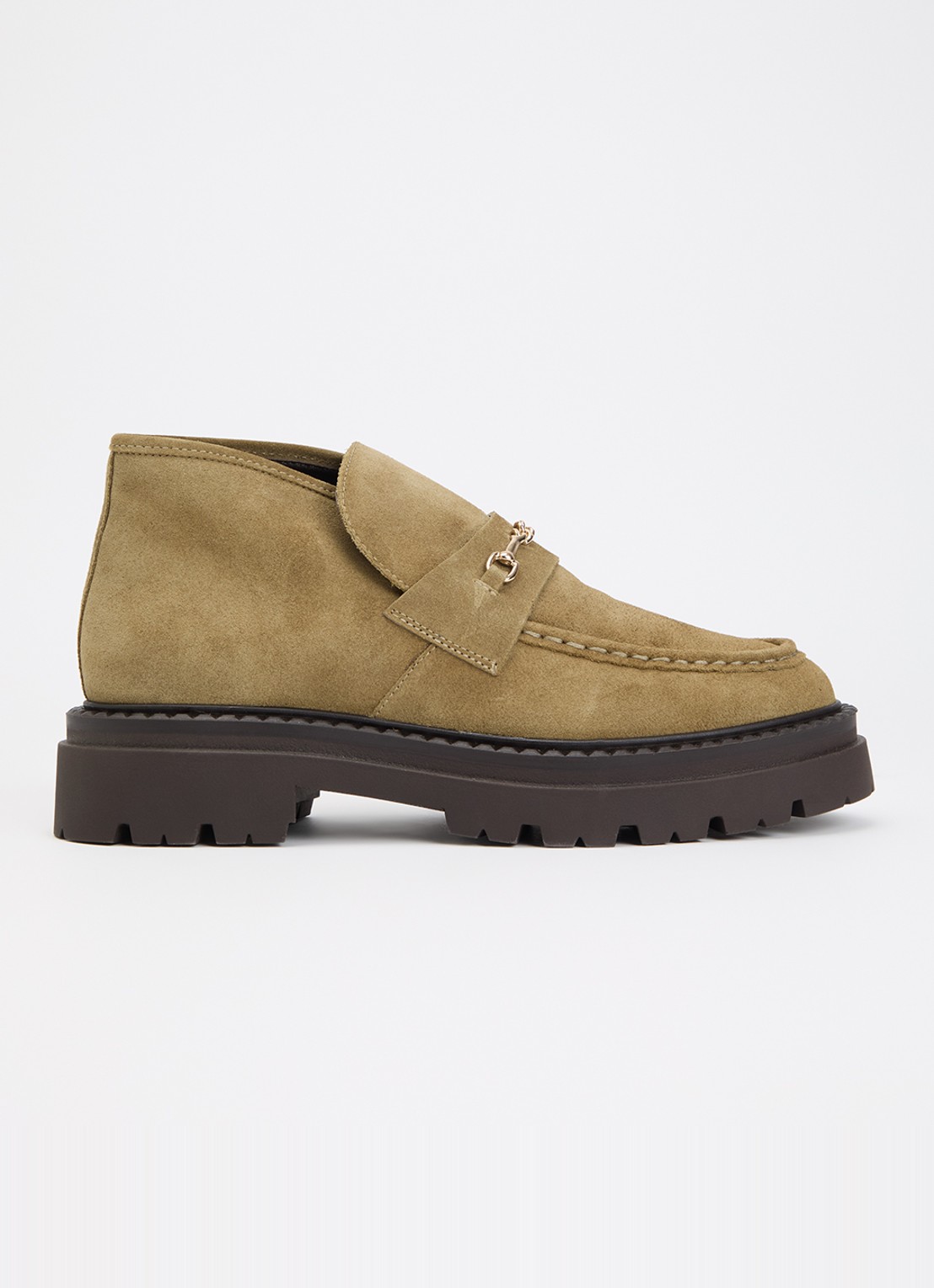 Steve Madden Karima enkellaarsje van suède - voorkant 2 mosgroen