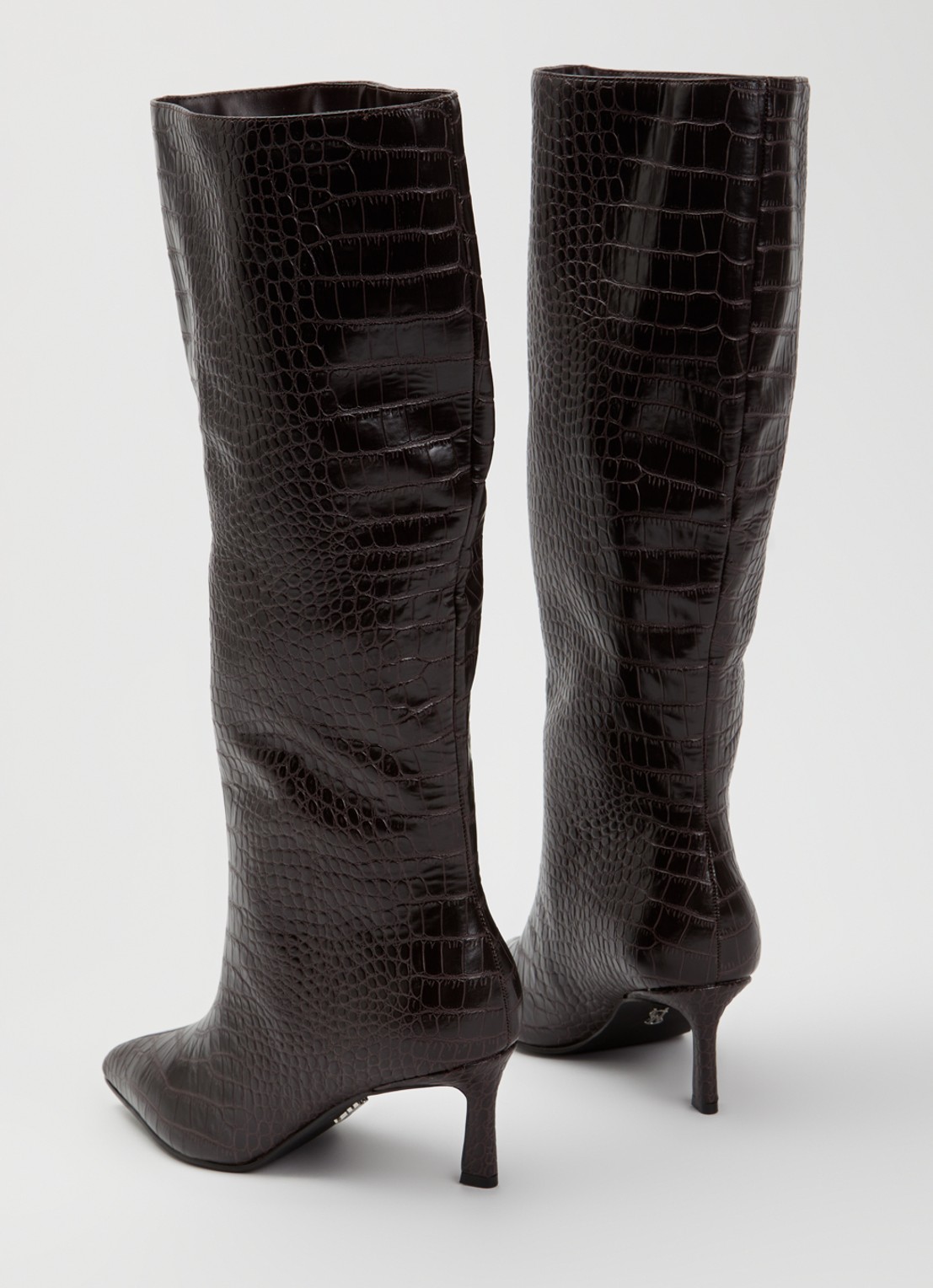 Steve Madden Lavan laars van leer met crocostructuur - achterkant 3 aubergine
