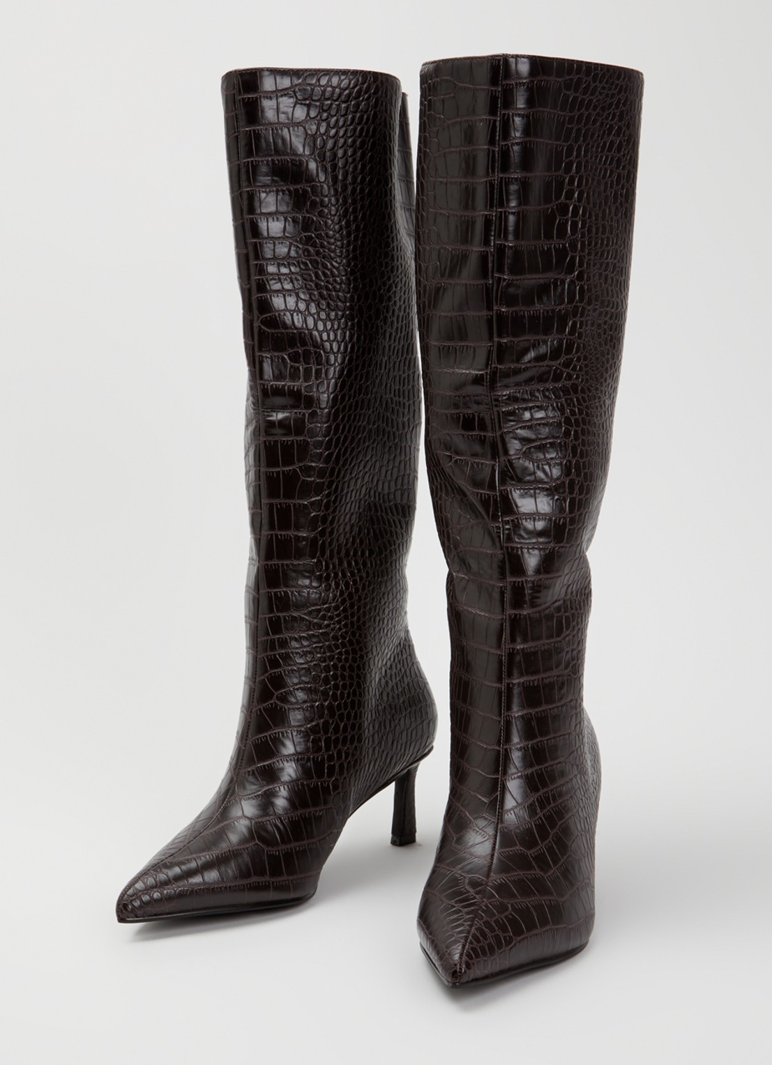 Steve Madden Lavan laars van leer met crocostructuur - detail aubergine