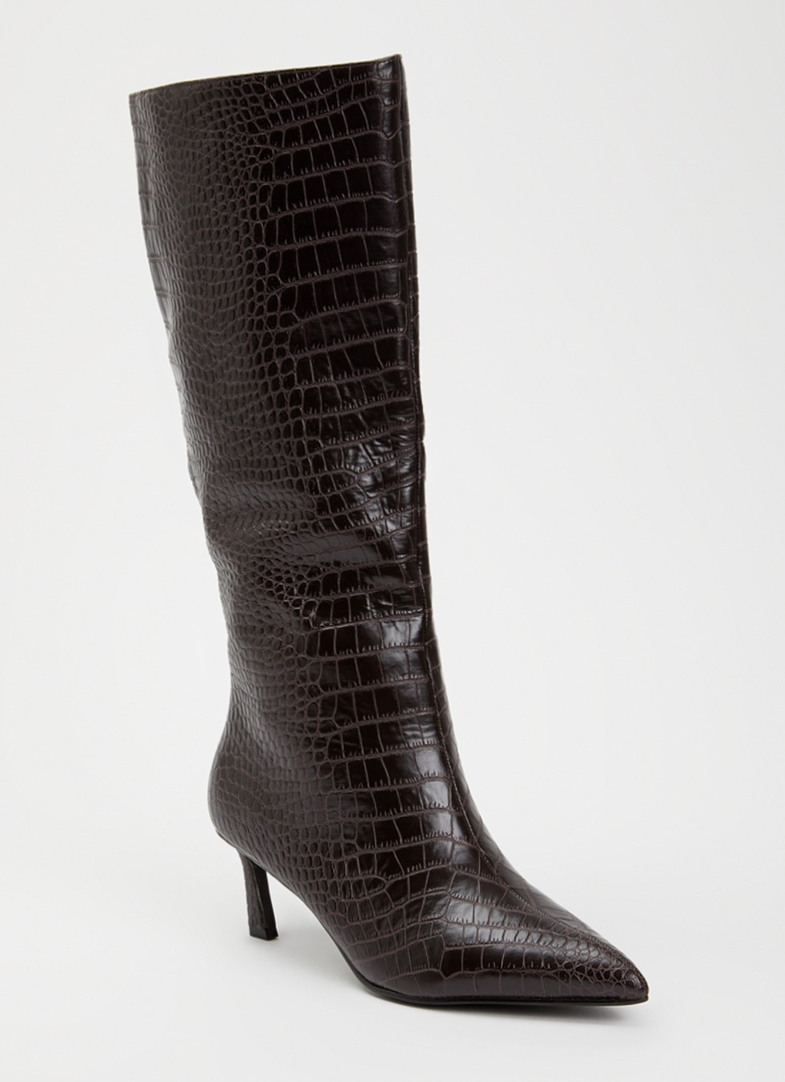 Steve Madden Lavan laars van leer met crocostructuur - voorkant 4 aubergine