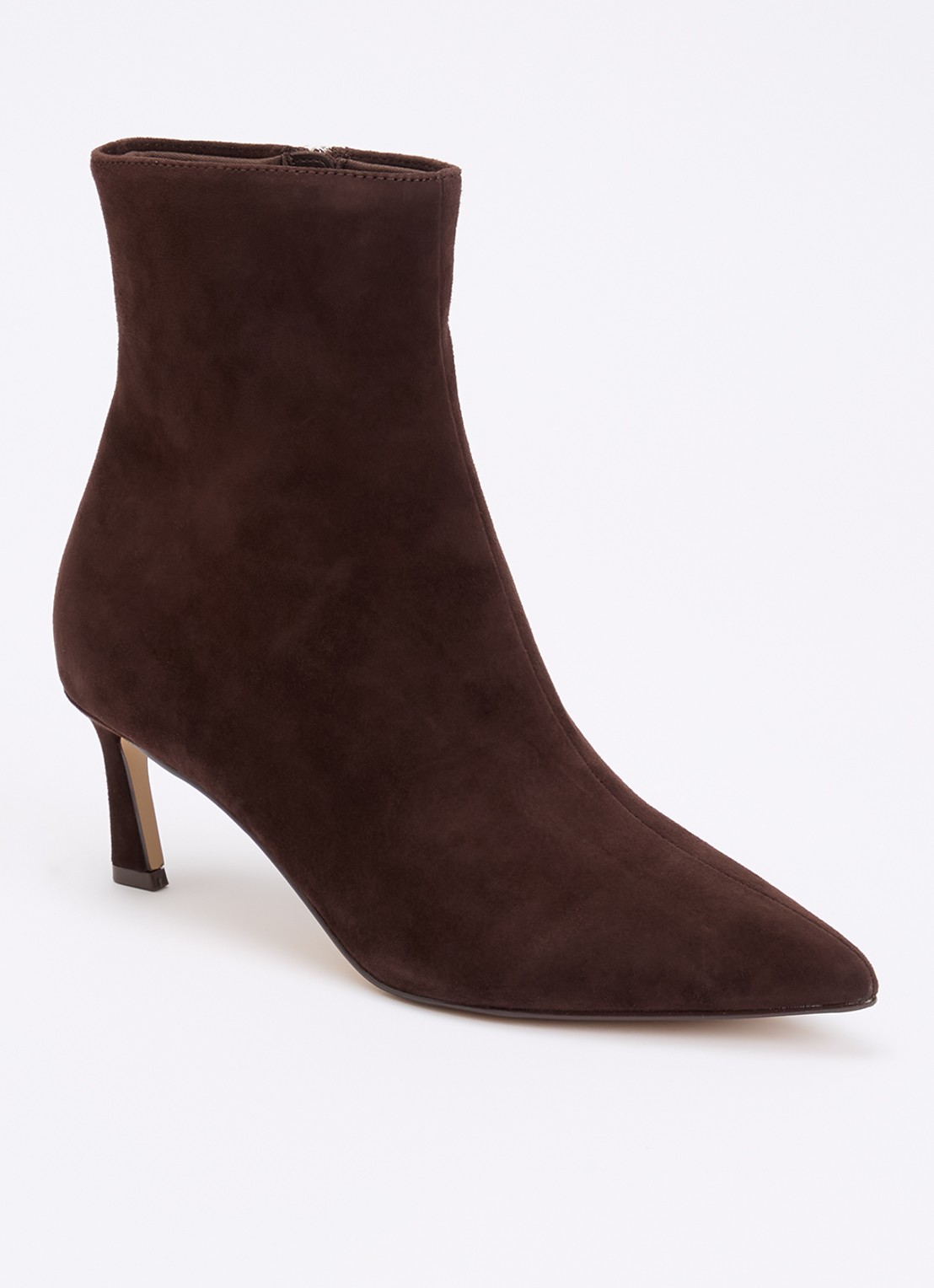 Steve Madden Lulah enkellaarsje van suède - voorkant donkerbruin