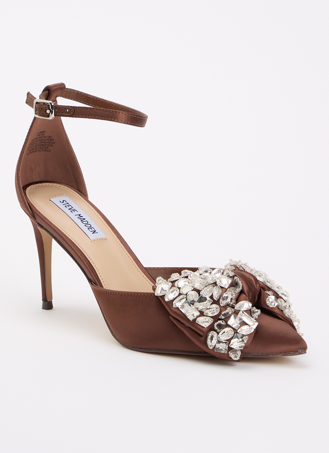Steve Madden Lumma sandalette met strass en strik detail - voorkant 5 bruin