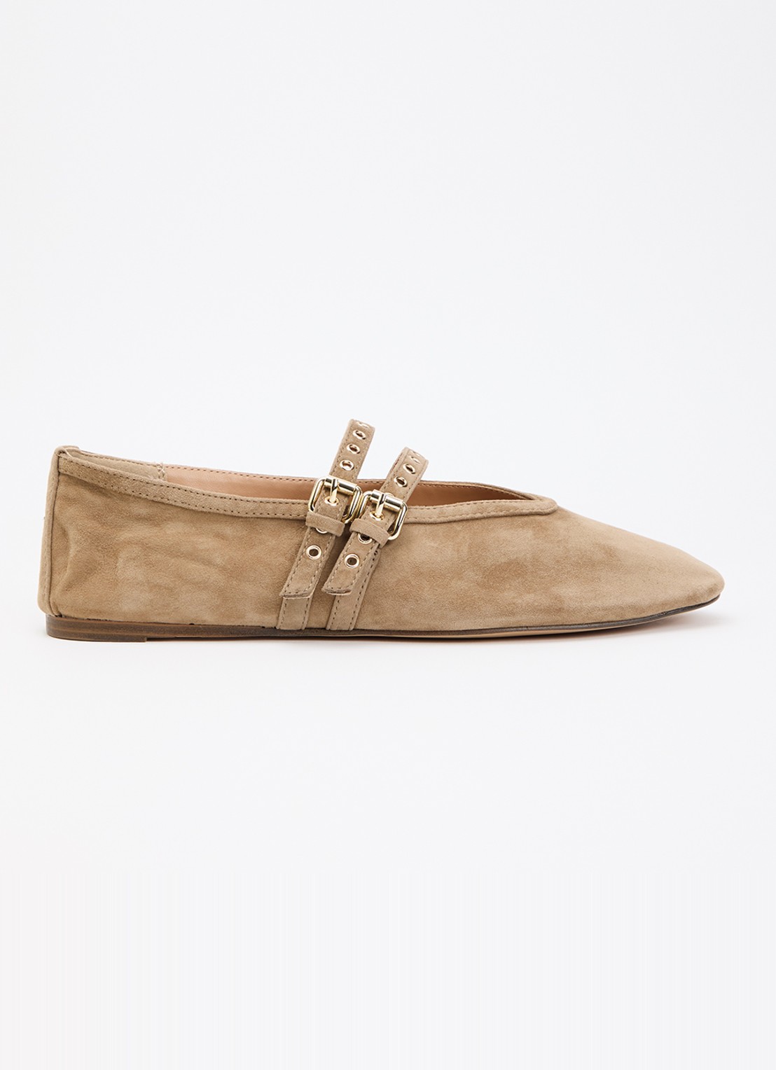 Steve Madden Lydia ballerina van suède - voorkant 5 beige