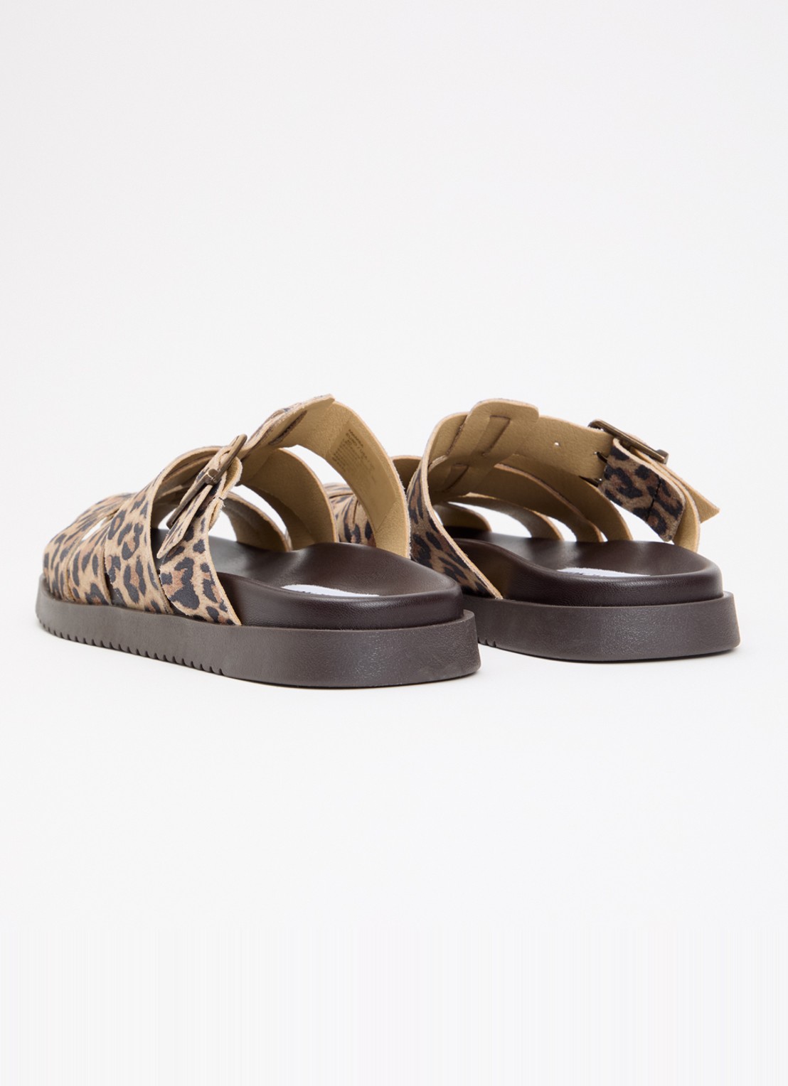 Steve Madden Mamba slipper van suède met panterprint - achterkant 3 camel
