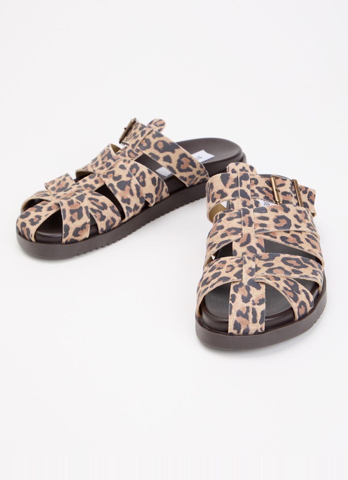 Steve Madden Mamba slipper van suède met panterprint - detail 4 camel