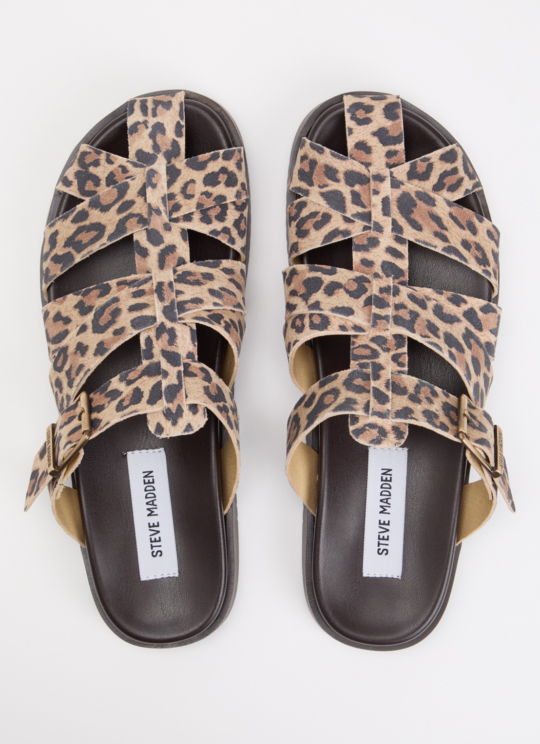Steve Madden Mamba slipper van suède met panterprint - detail 5 camel