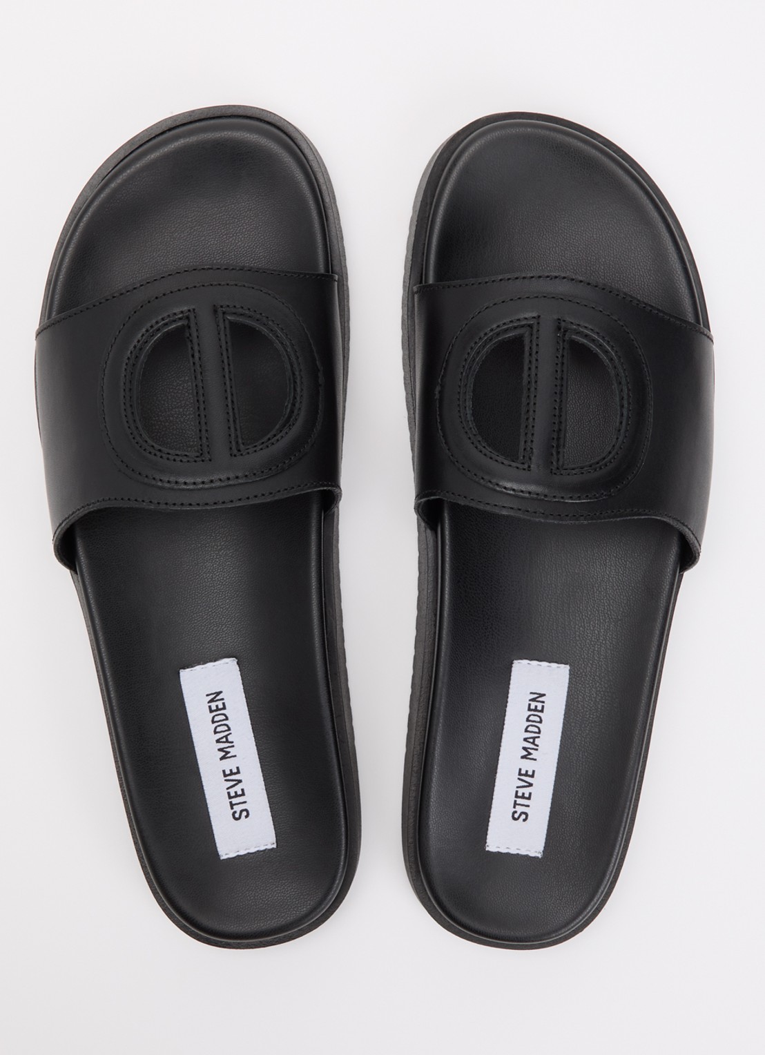 Steve Madden Mayke slipper van leer - detail 4 zwart