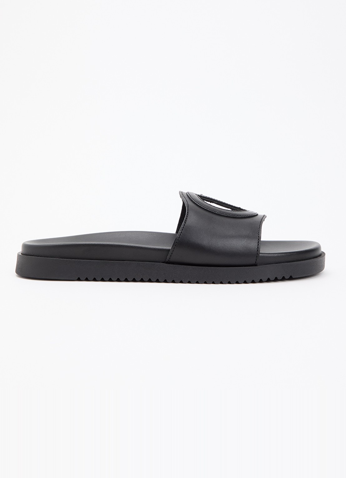 Steve Madden Mayke slipper van leer - voorkant 2 zwart