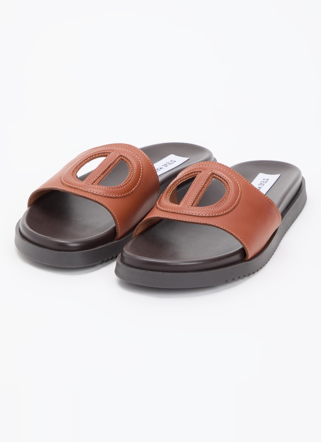 Steve Madden Mayke slipper van leer - detail 3 cognac