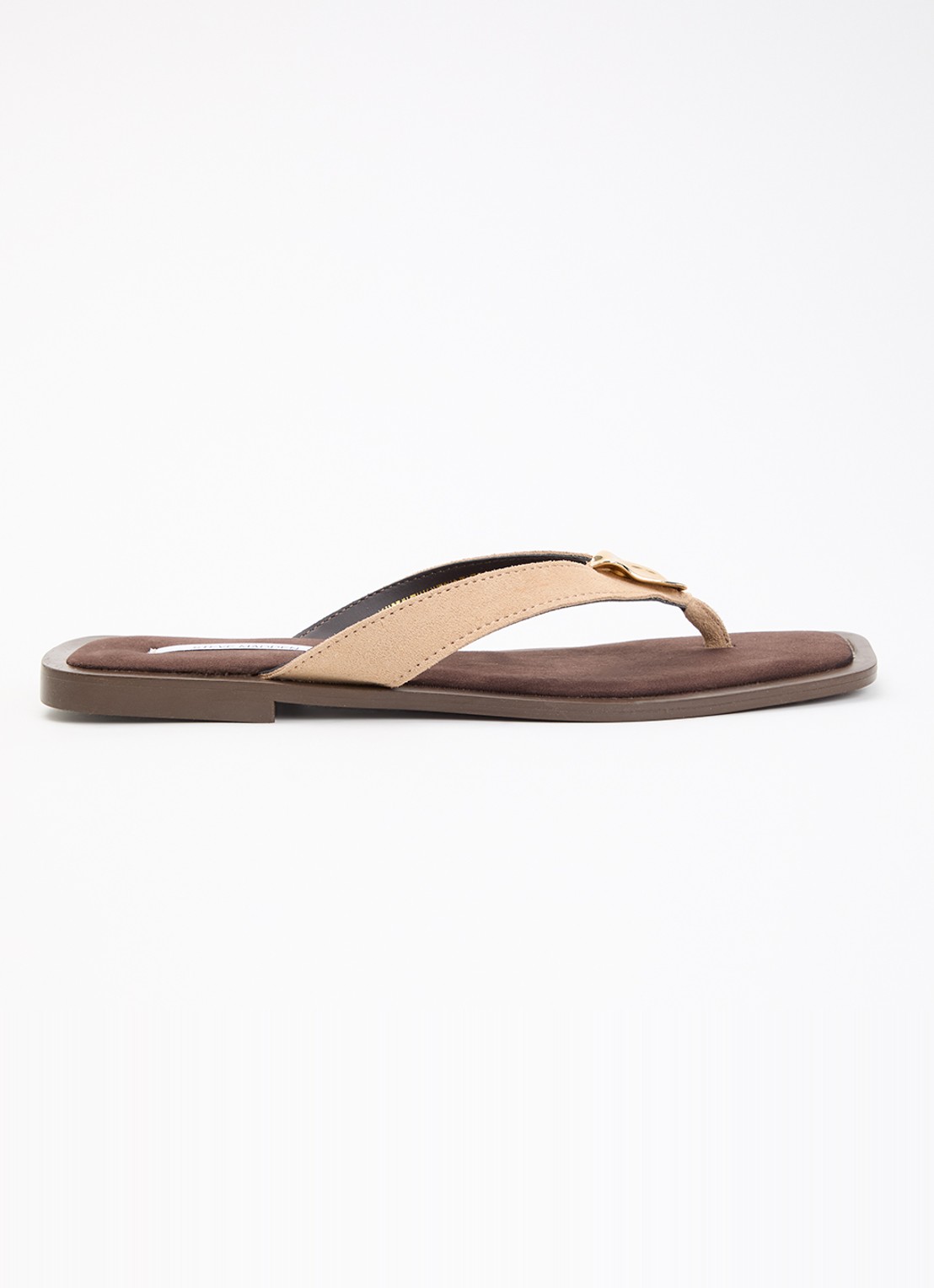 Steve Madden Meira slipper van suède - voorkant 4 lichtbruin