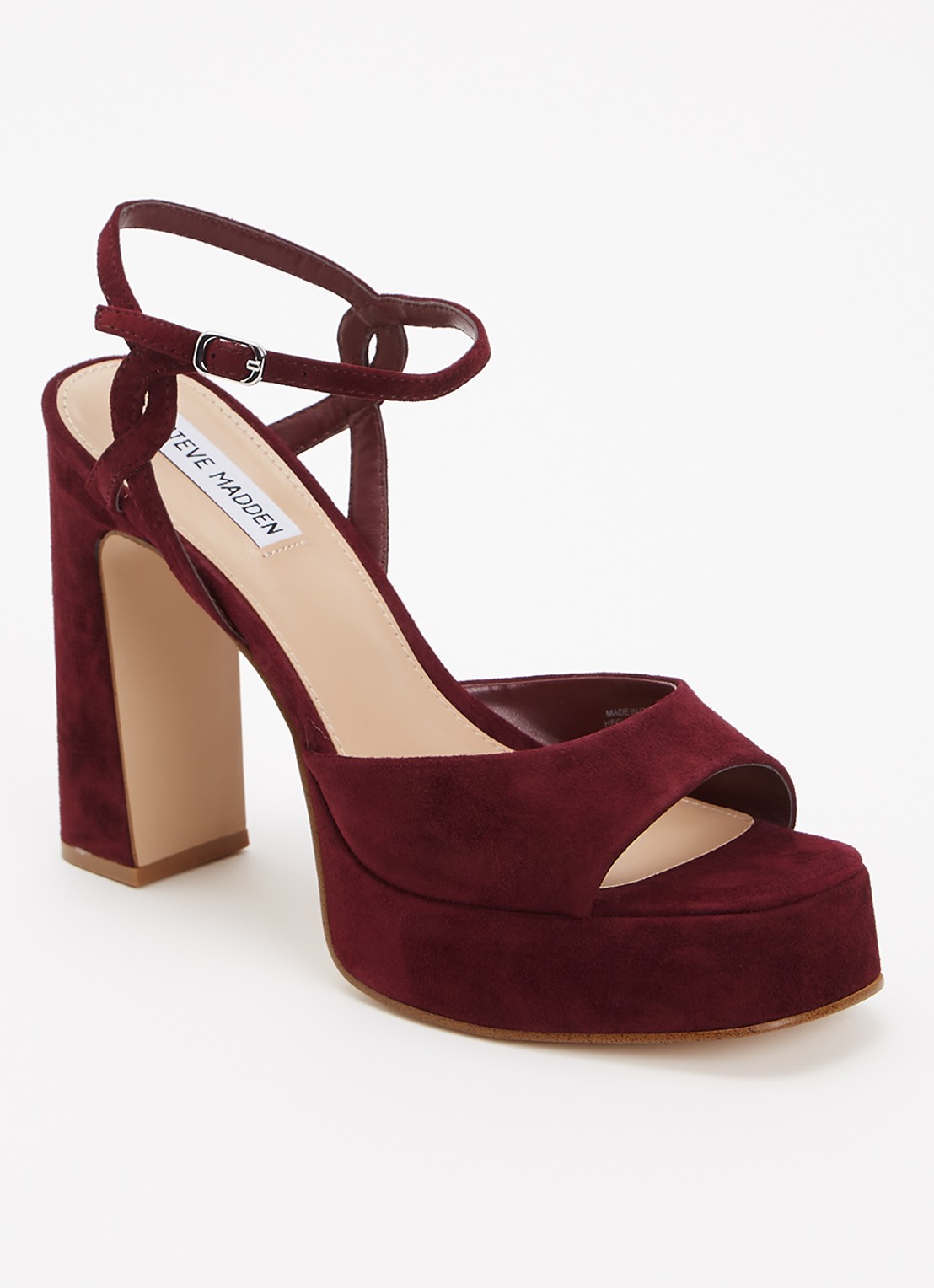 Steve Madden Miliana sandalette van suède - voorkant 2 bordeauxrood