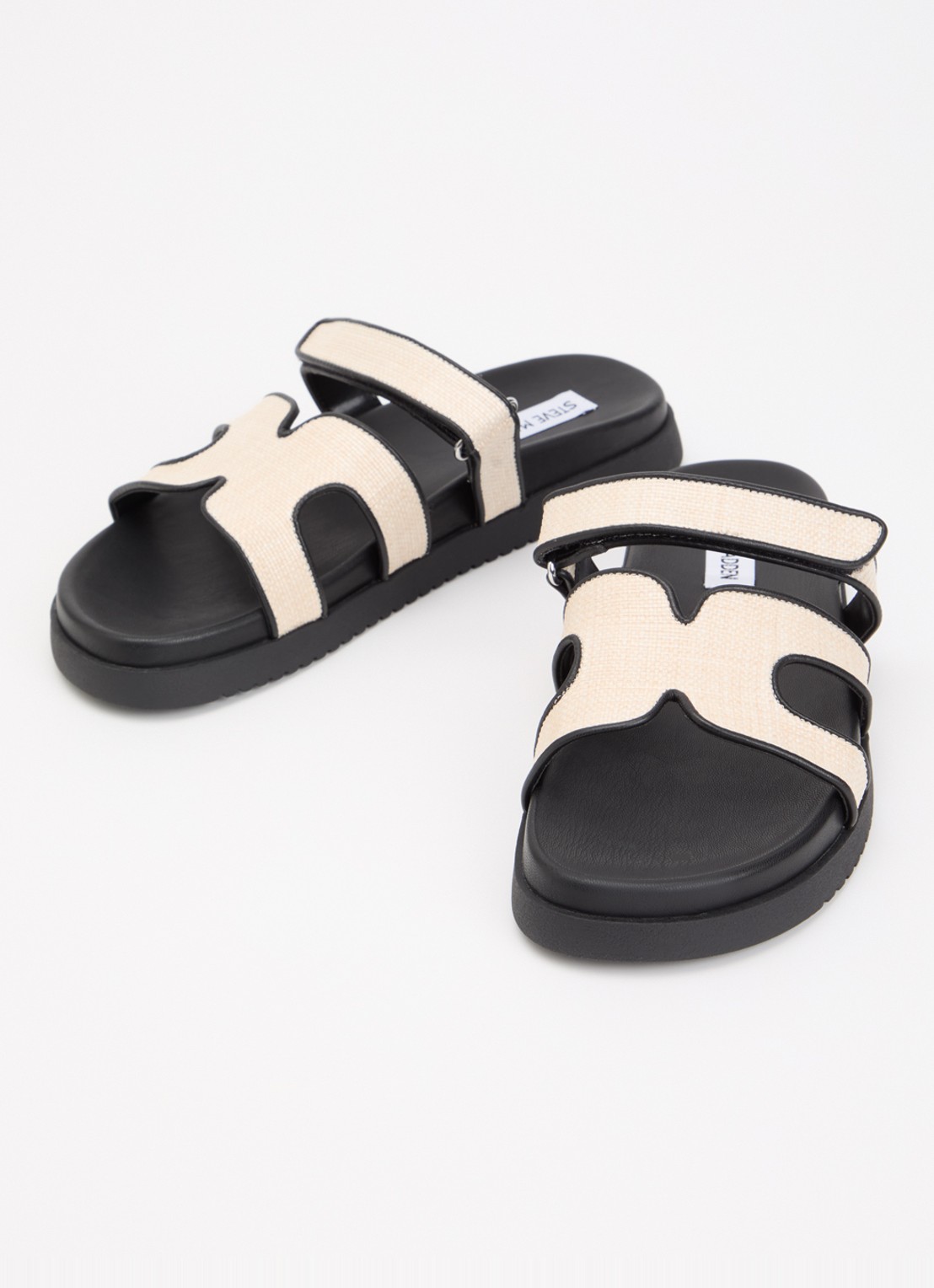 Steve Madden Missile-E slipper van raffia - detail zwart