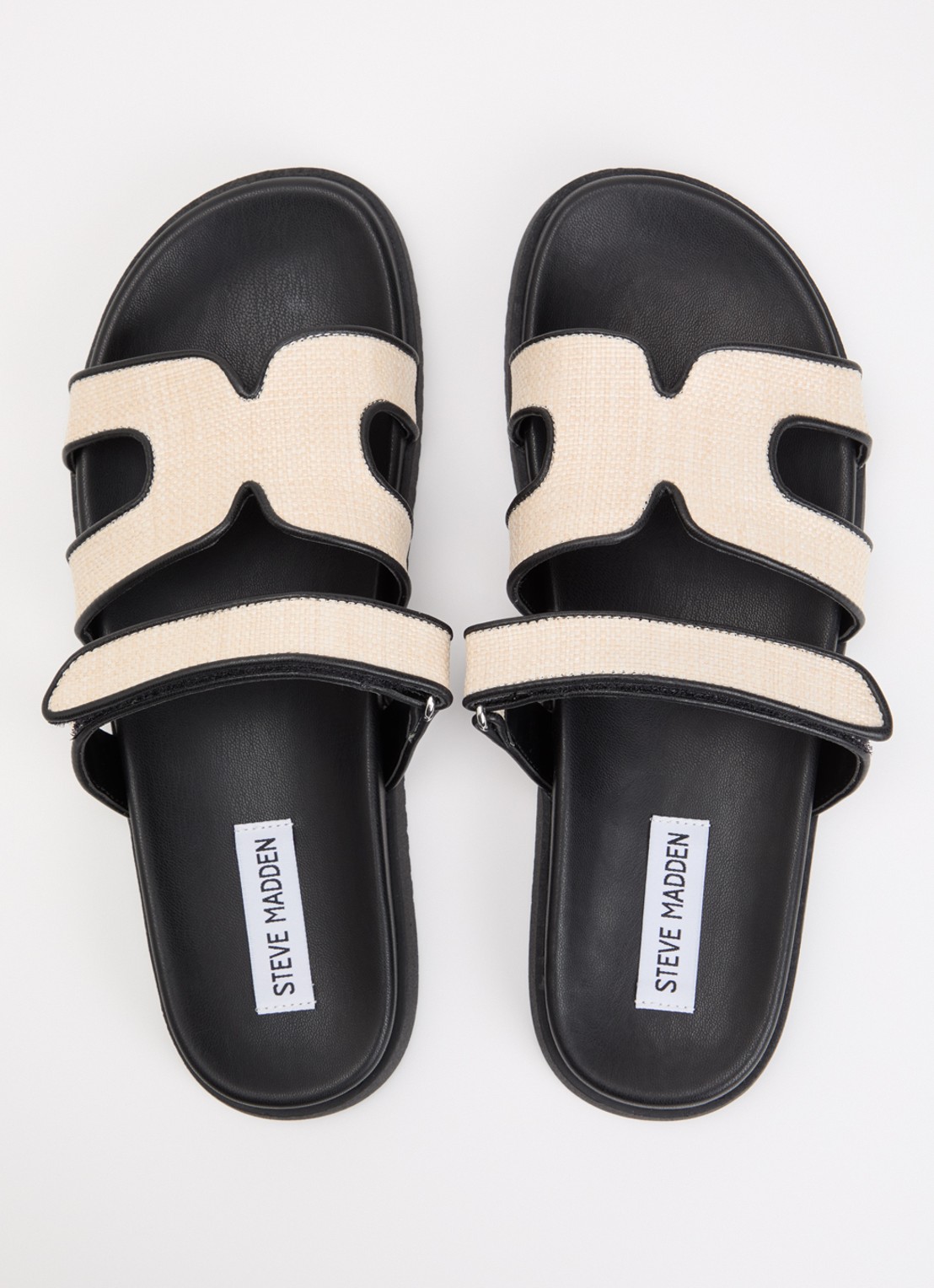 Steve Madden Missile-E slipper van raffia - detail 2 zwart