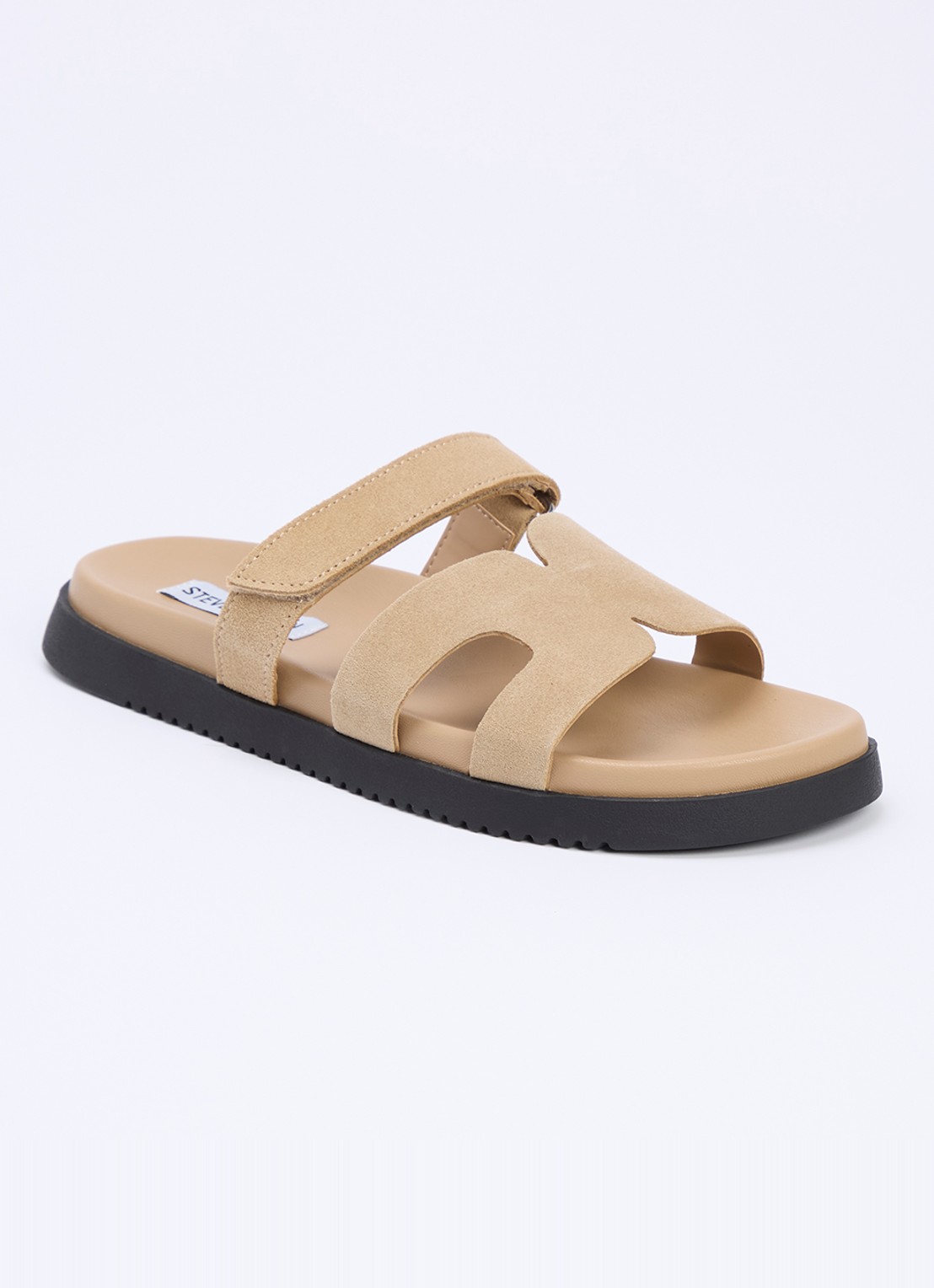 Steve Madden Missile slipper van suède - voorkant 2 khaki