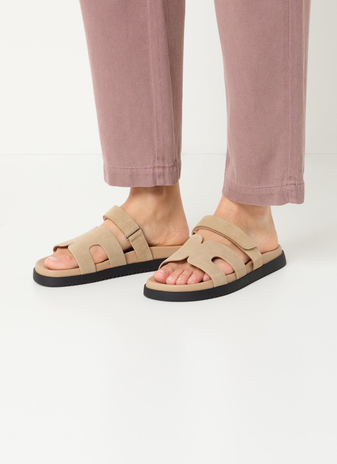 Steve Madden Missile slipper van suède - voorkant 3 khaki
