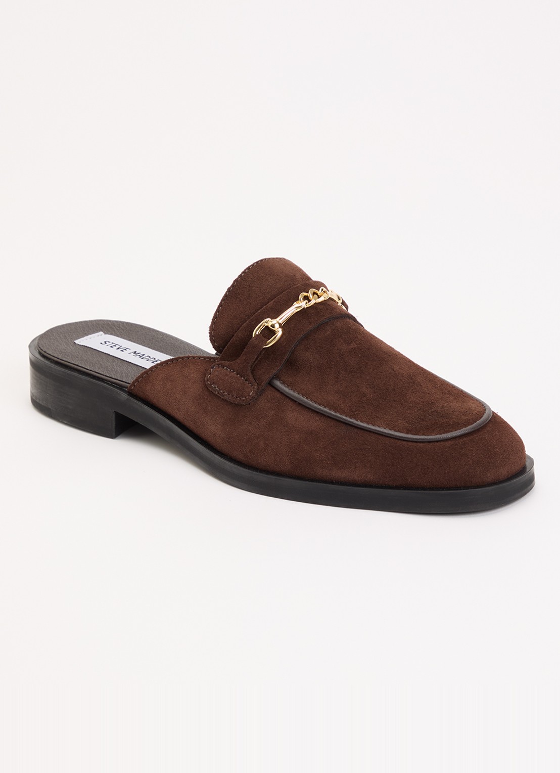 Steve Madden Nada muiltje van suède - voorkant donkerbruin