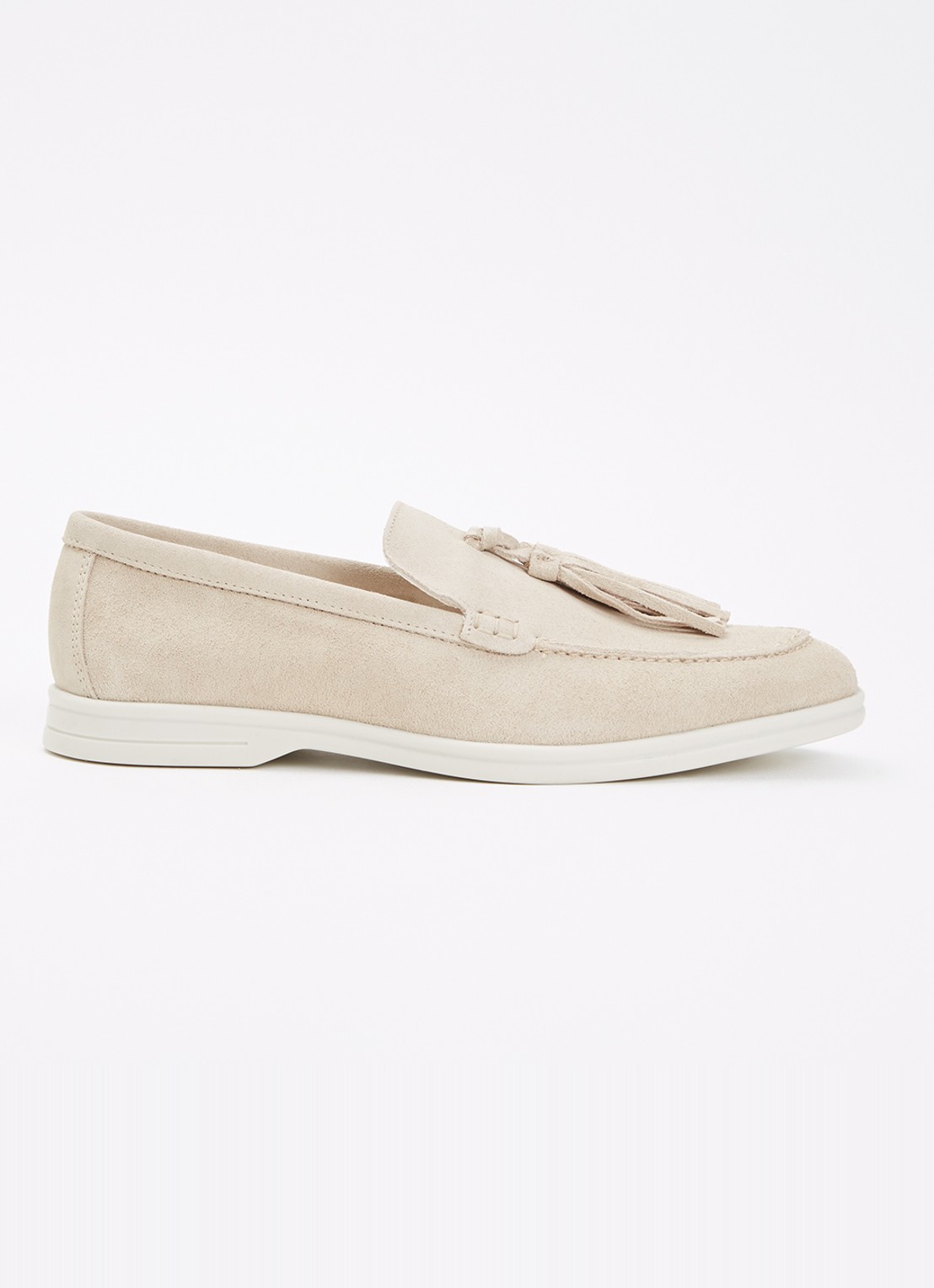 Steve Madden Ojane slip-on van suède - voorkant beige