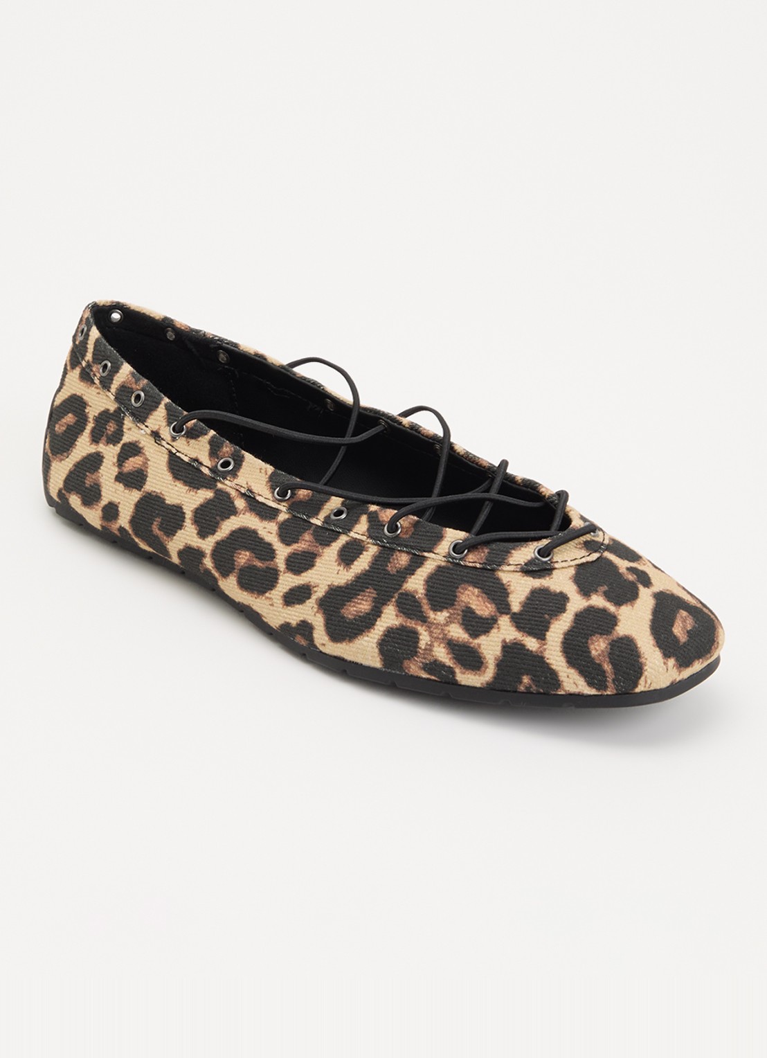 Steve Madden Pointe ballerina met panterprint - voorkant camel