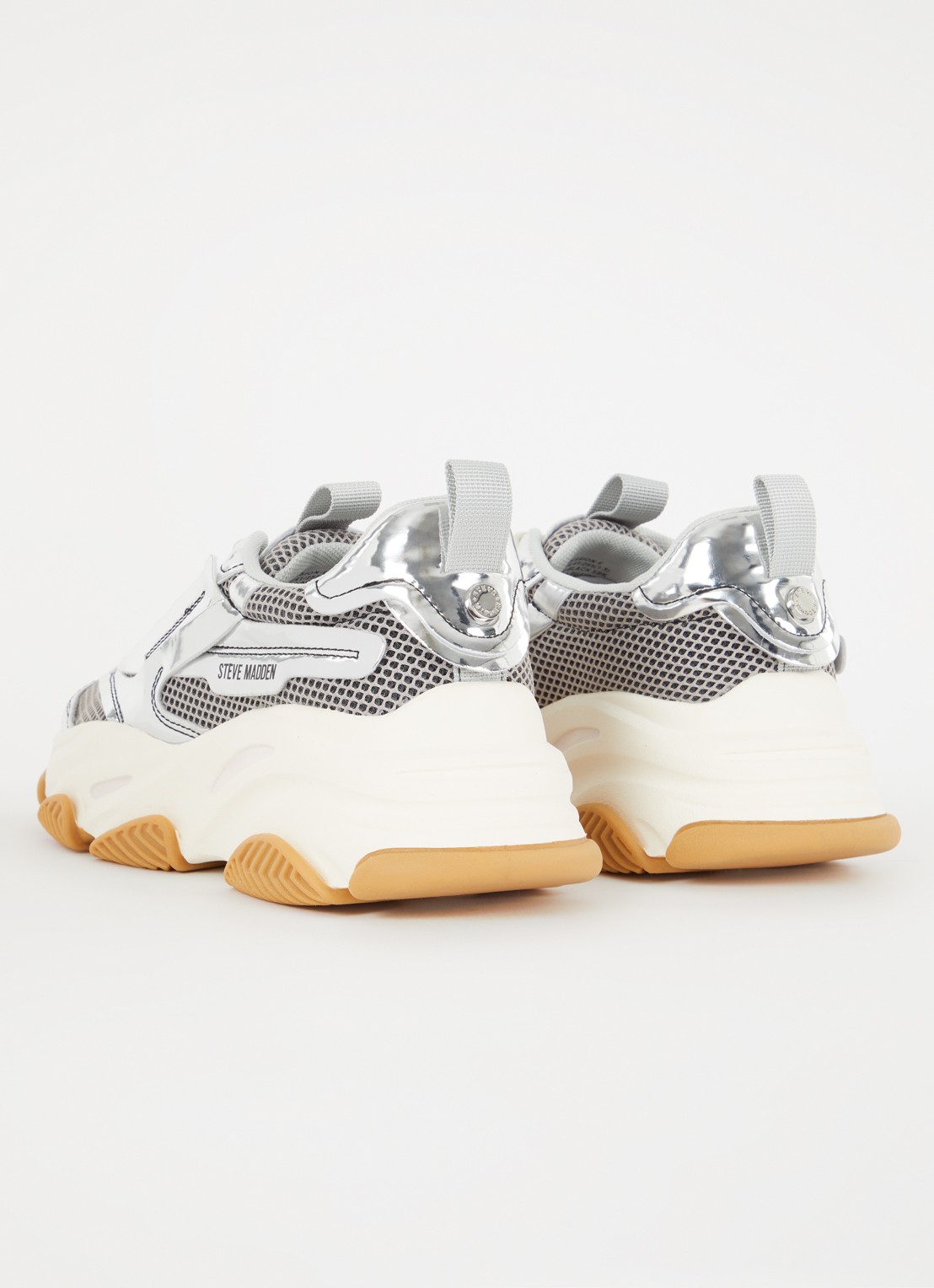 Steve Madden Possession-E sneaker met mesh detail  - achterkant 6 zilver