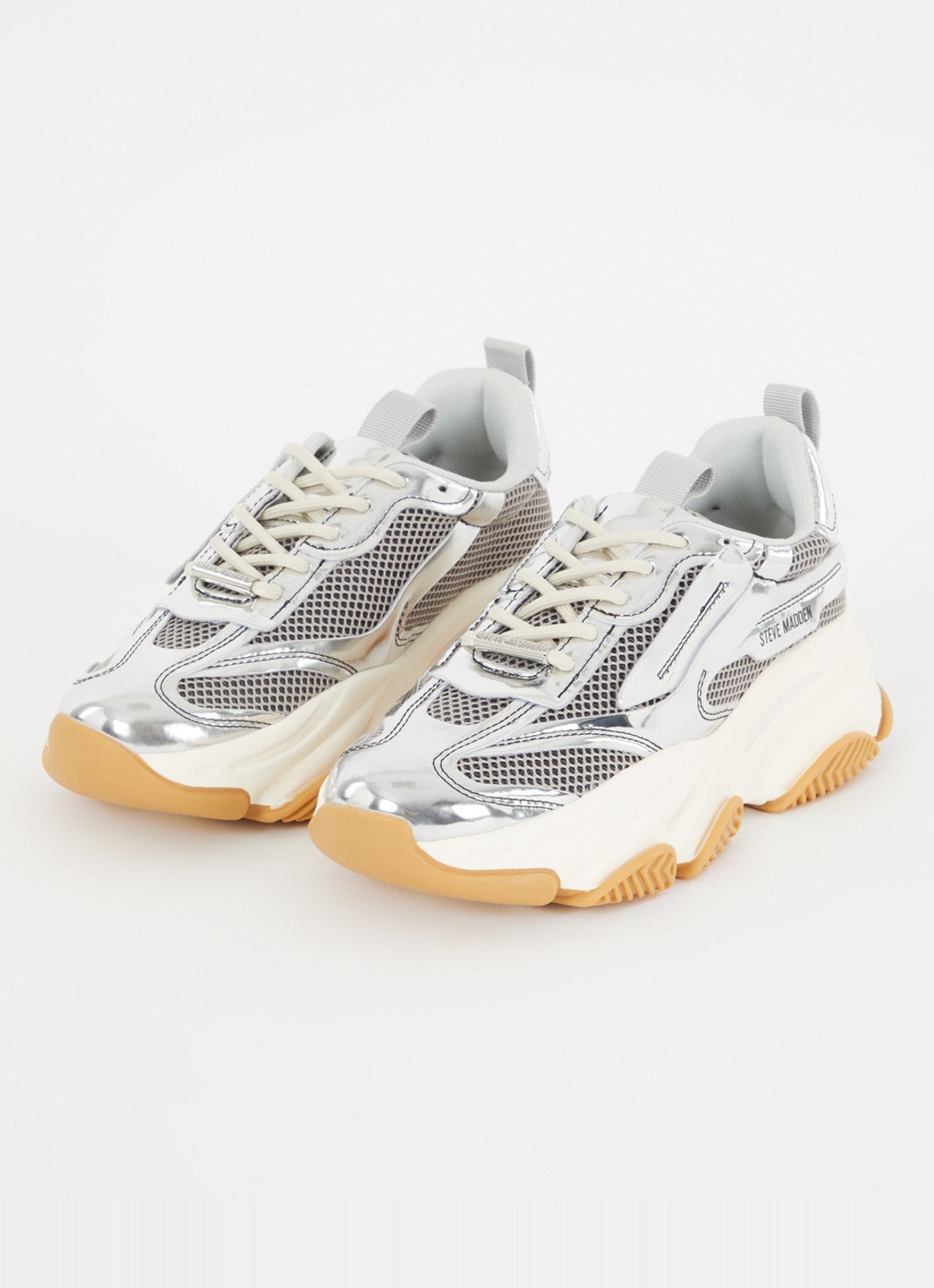 Steve Madden Possession-E sneaker met mesh detail  - detail zilver