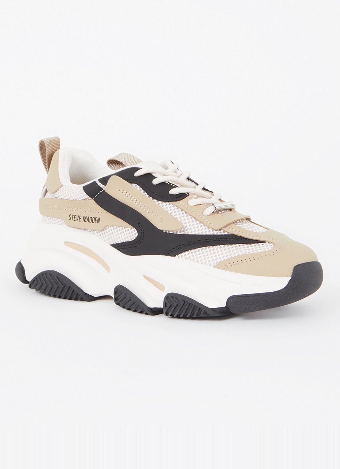 Steve Madden Possession-E sneaker met mesh detail  - voorkant 4 beige