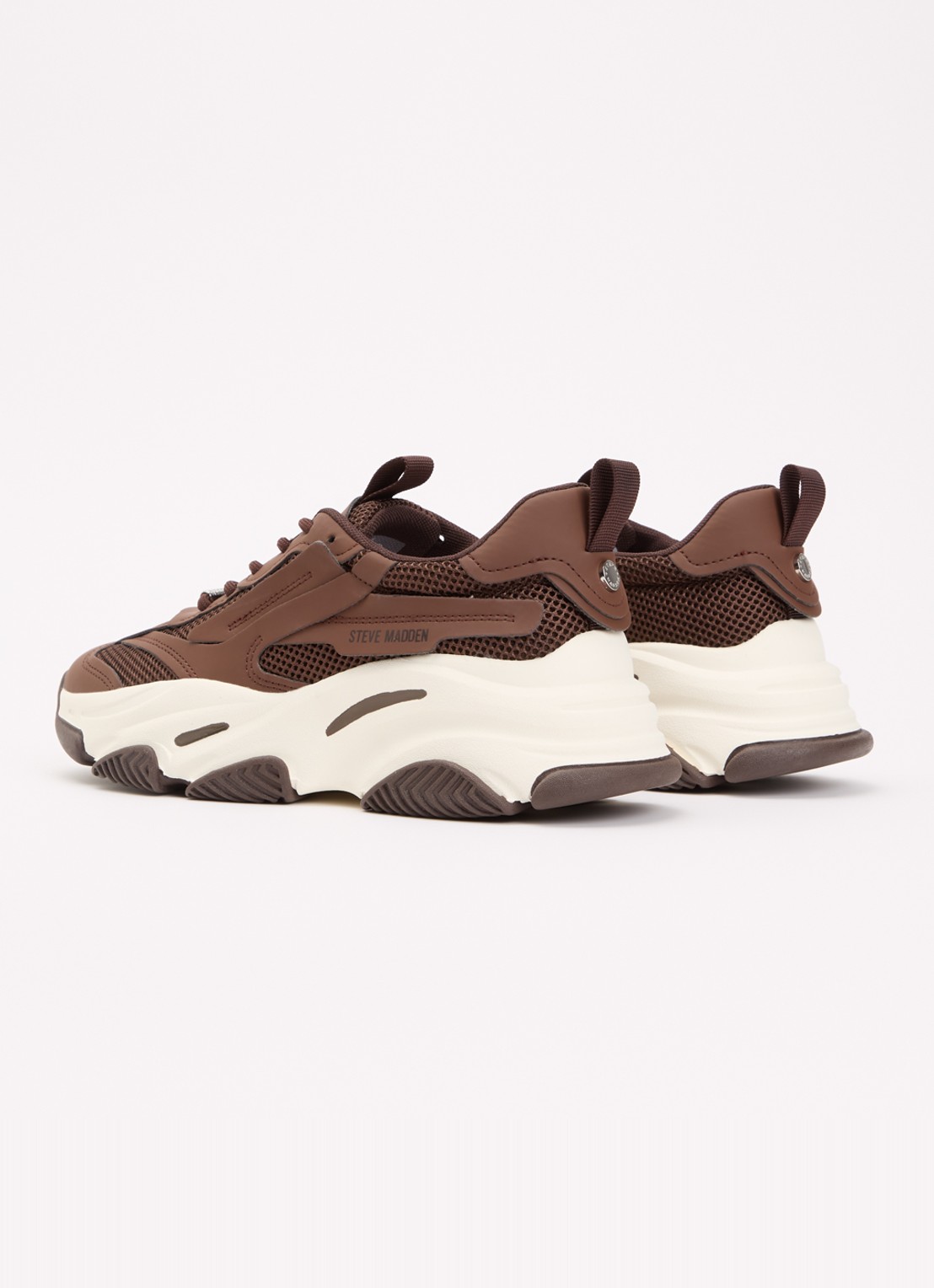 Steve Madden Possession-E sneaker met mesh details - achterkant 4 bruin