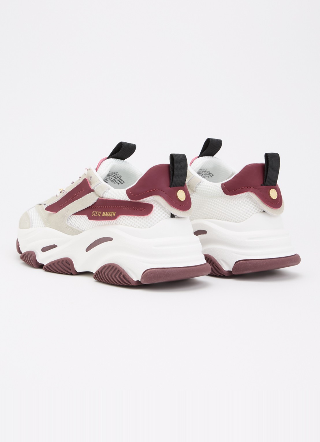 Steve Madden Possession-E sneaker met suède details - achterkant 6 bordeauxrood