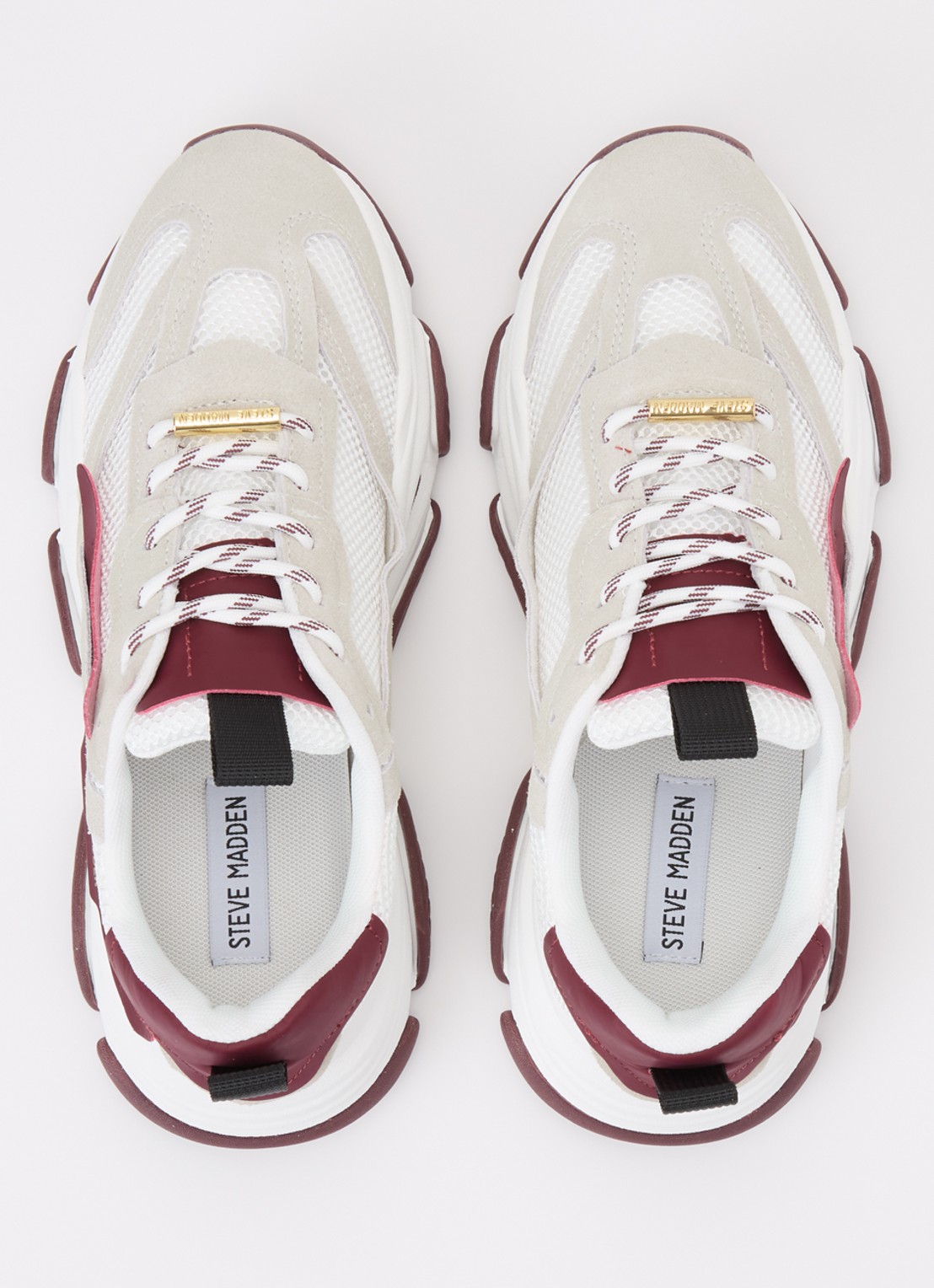 Steve Madden Possession-E sneaker met suède details - detail 4 bordeauxrood