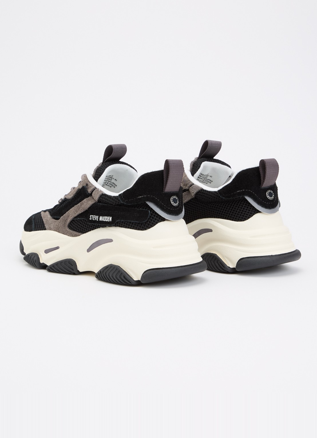 Steve Madden Possession-E sneaker met suède details - achterkant 4 zwart