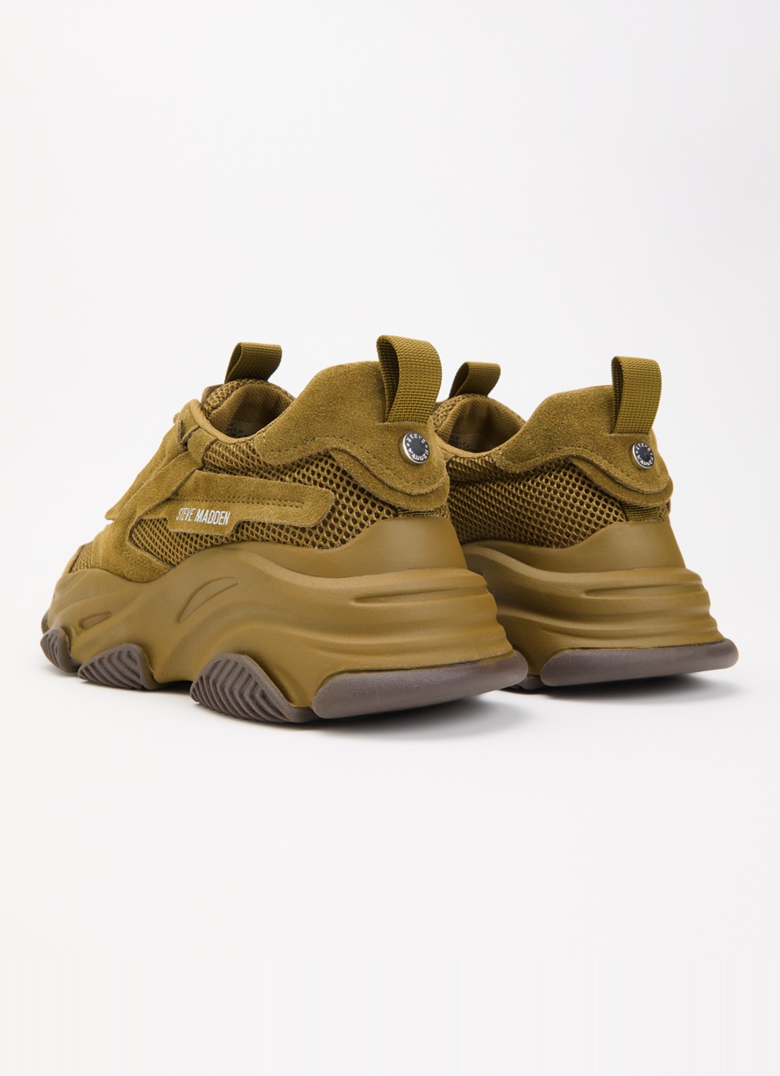 Steve Madden Possession-E sneaker met suède details - achterkant khaki