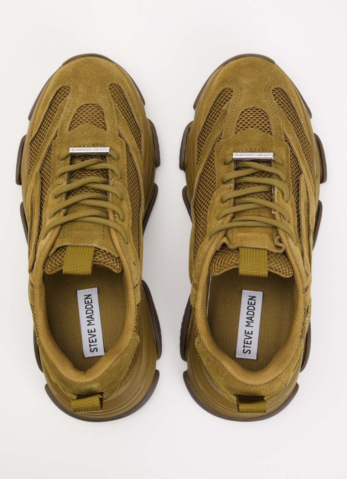 Steve Madden Possession-E sneaker met suède details - detail 3 khaki