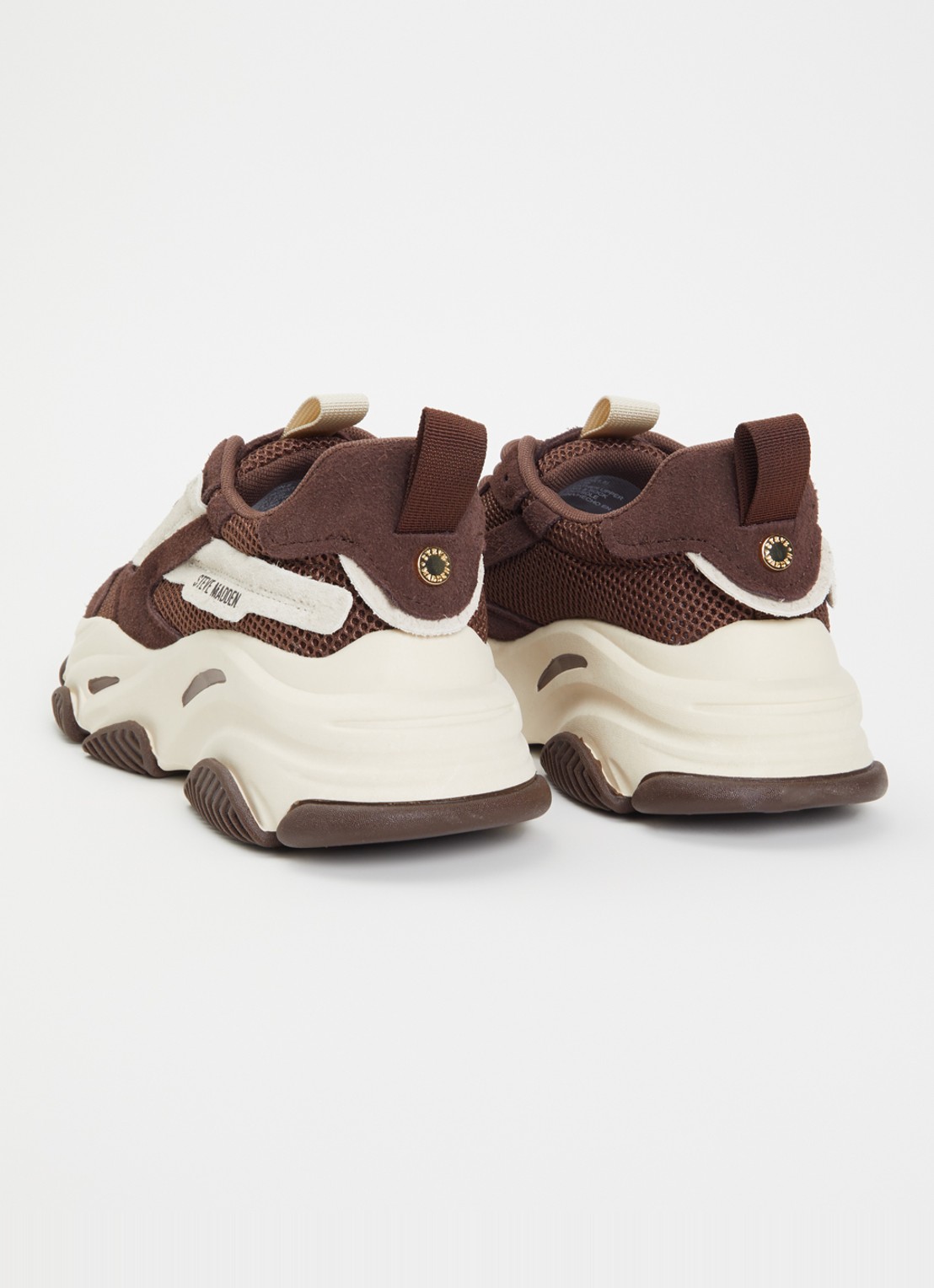 Steve Madden Possession-E sneaker met suède details - achterkant 2 kastanjebruin