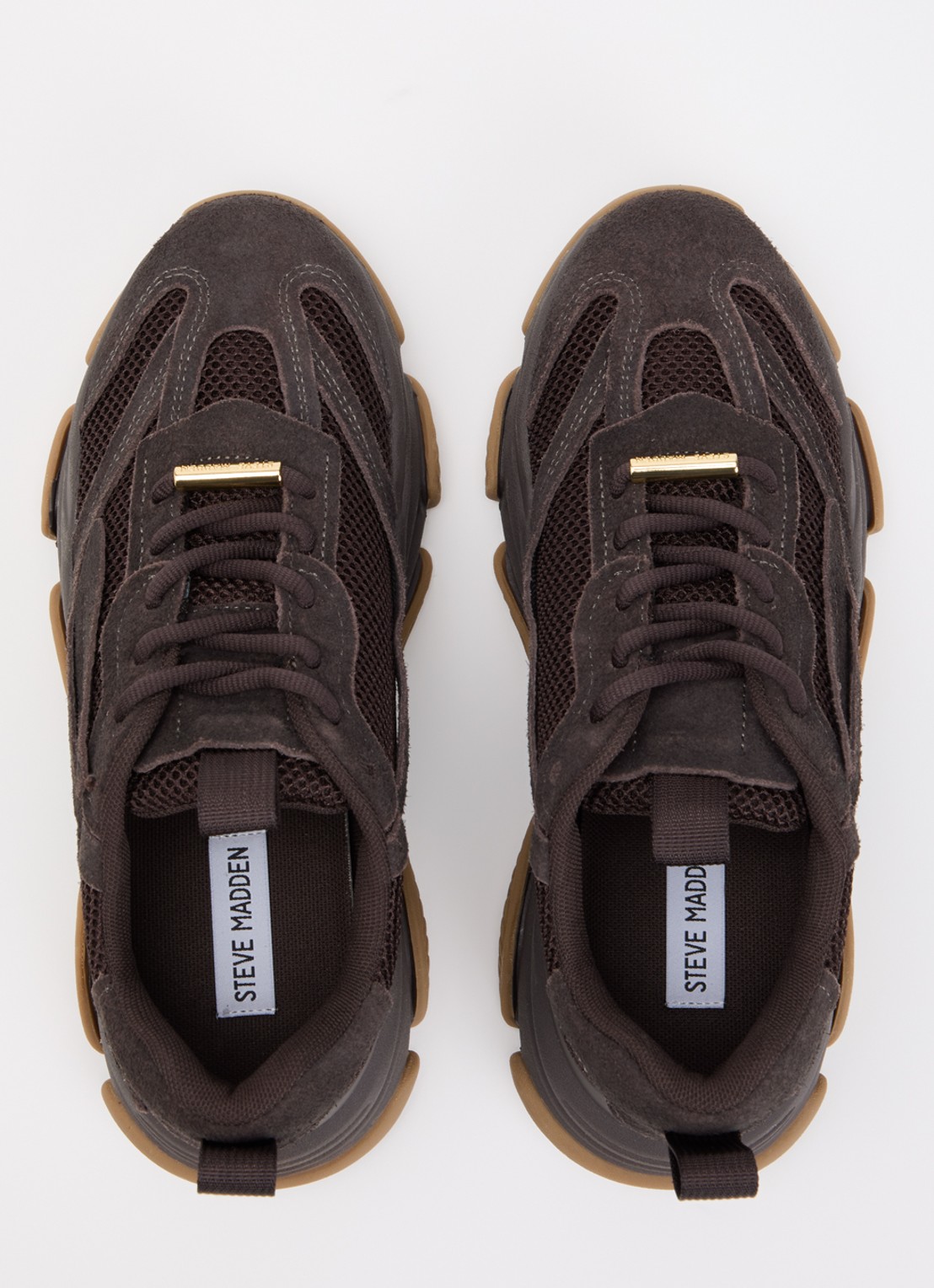 Steve Madden Possession-E sneaker met suède details - detail 2 donkerbruin