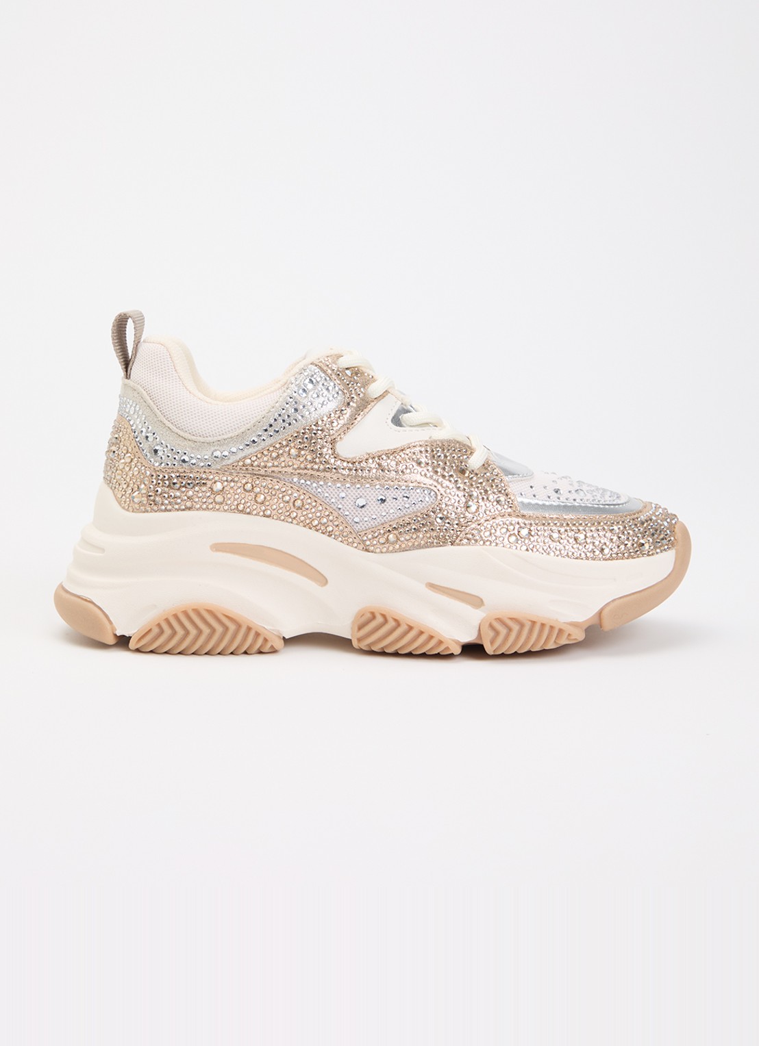 Steve Madden Sneaker met metallic details en strass - voorkant 3 oudroze
