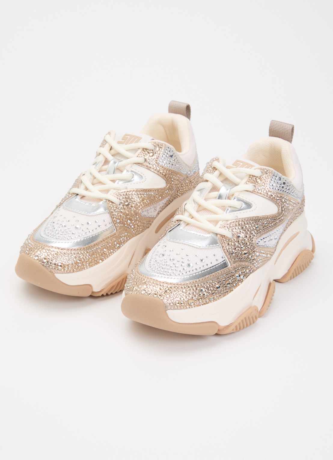 Steve Madden Sneaker met metallic details en strass - voorkant 4 oudroze