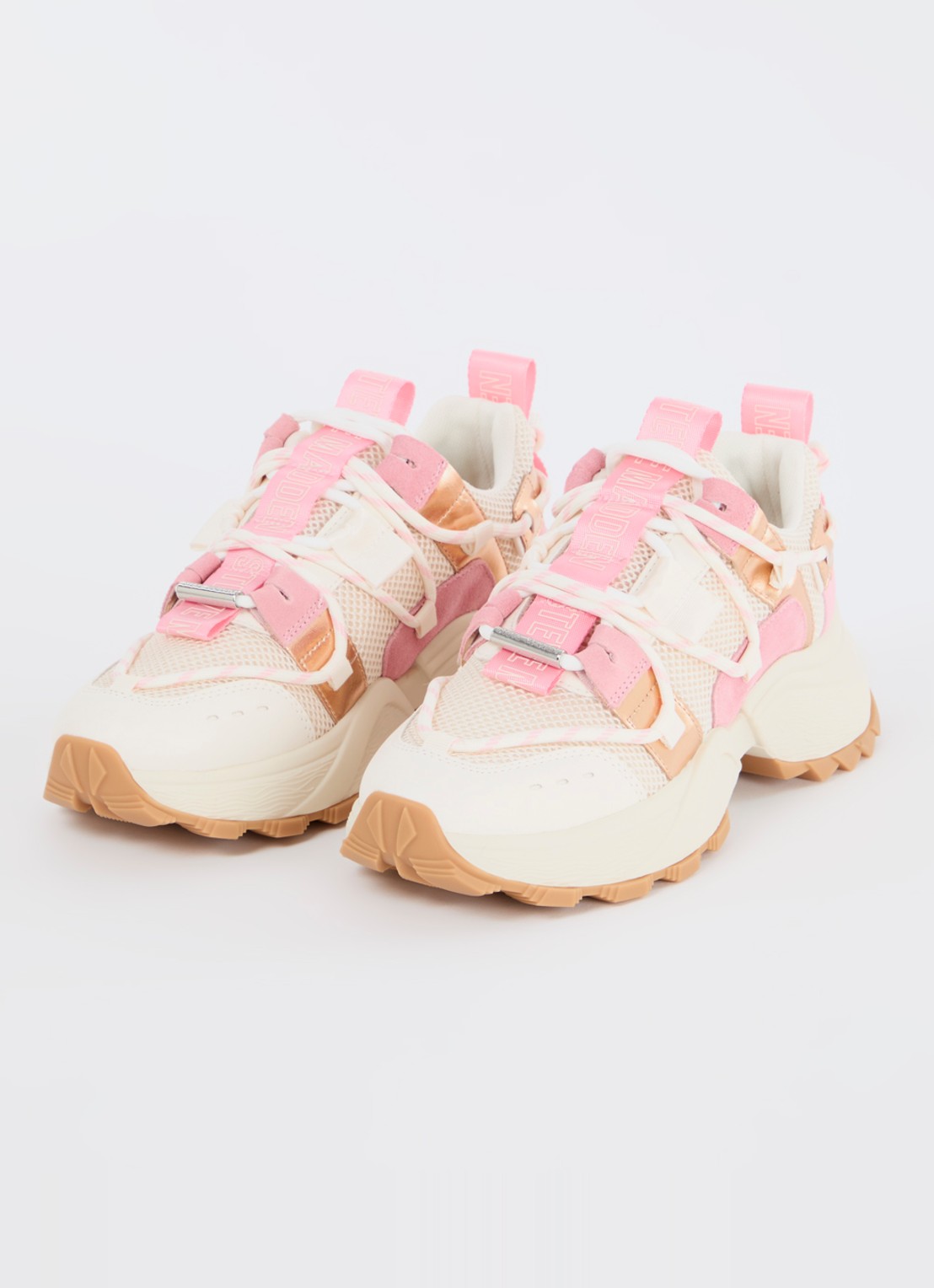 Steve Madden Tazmania sneaker van leer met mesh details - detail 4 roze