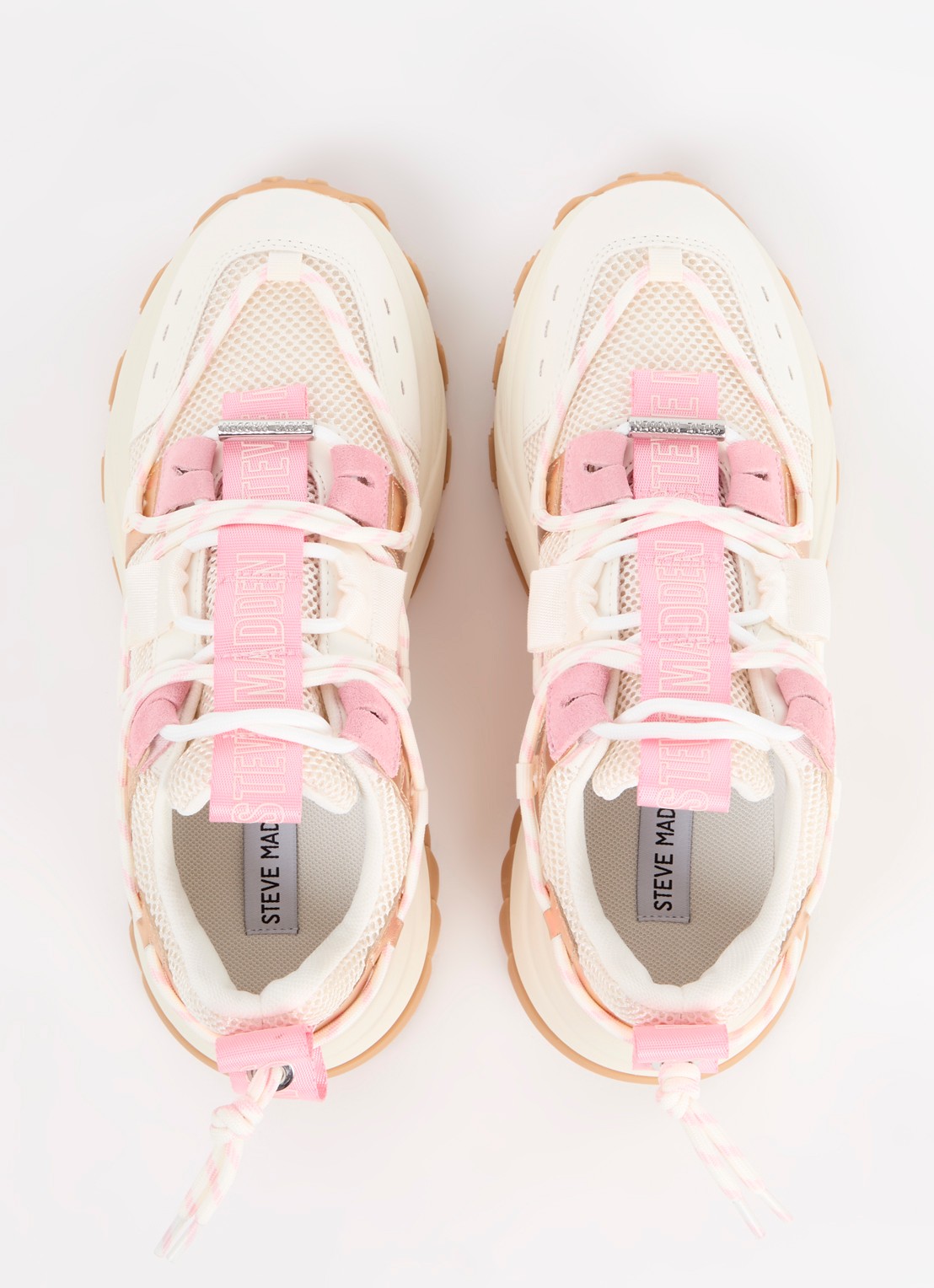 Steve Madden Tazmania sneaker van leer met mesh details - detail 5 roze