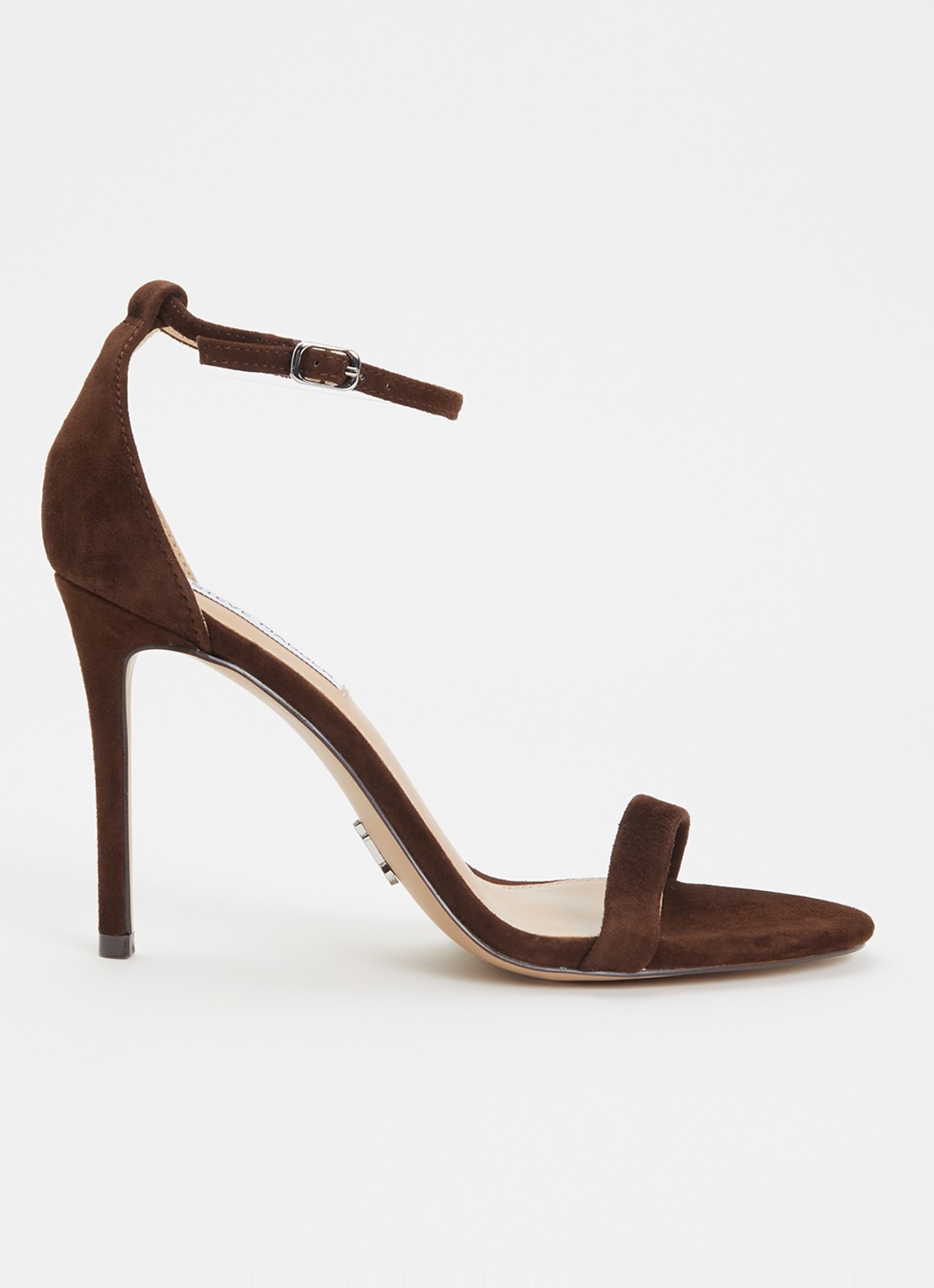 Steve Madden Tecy sandalette van leer - voorkant donkerbruin
