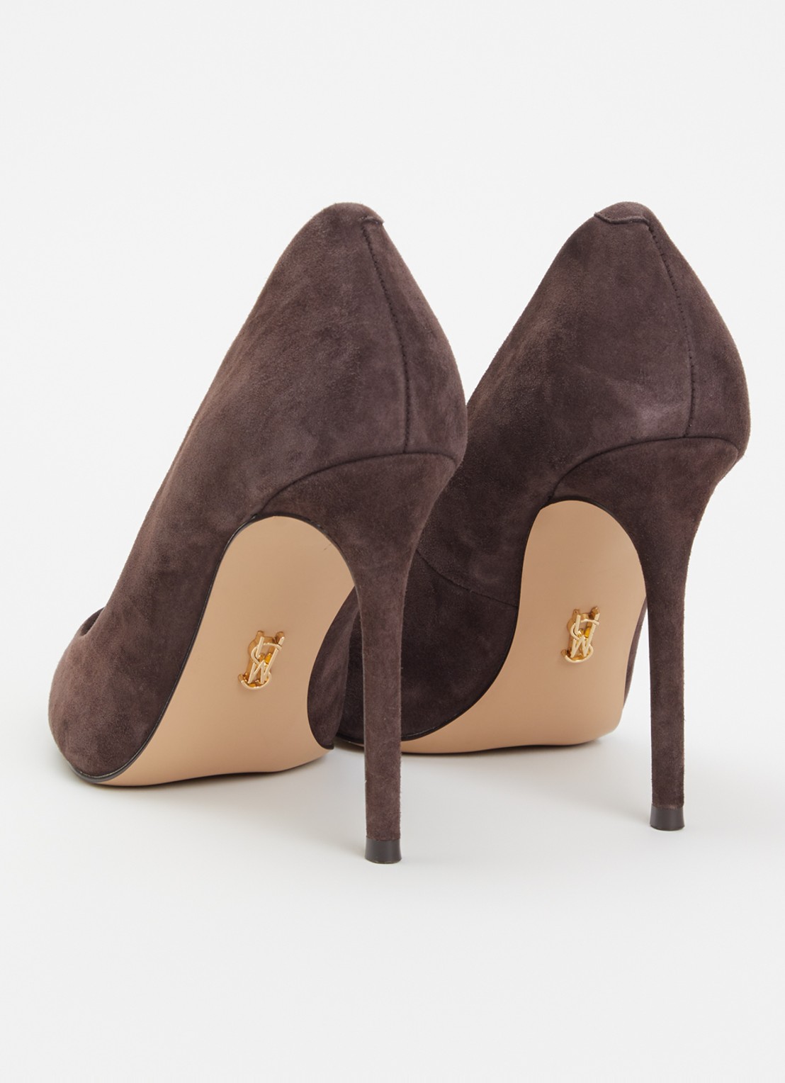 Steve Madden Thrive pump van suède - achterkant donkerbruin