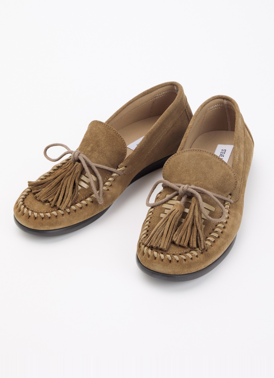 Steve Madden Yaira mocassin van suède met franjes - detail 2 lichtbruin