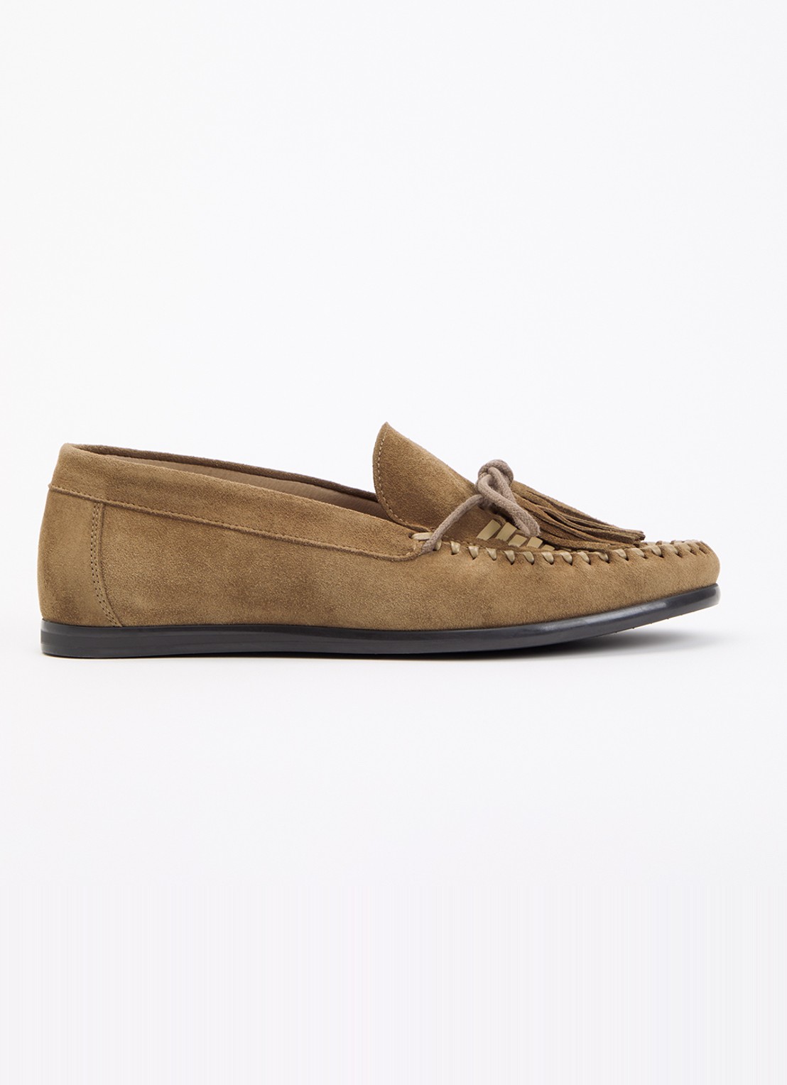 Steve Madden Yaira mocassin van suède met franjes - voorkant lichtbruin