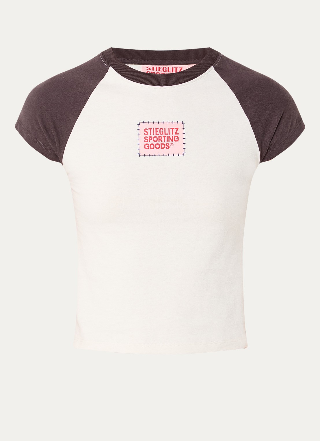 Stieglitz Baby cropped T-shirt met logoborduring - voorkant 3 wit