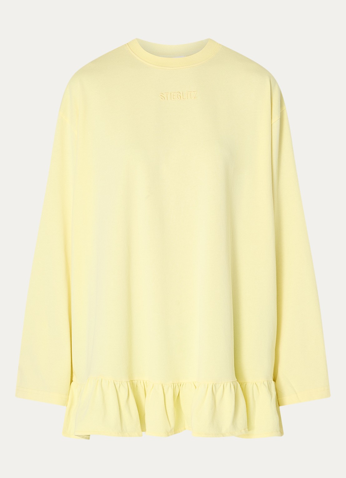 Stieglitz Brisa longsleeve met logo en volant - voorkant 2 geel