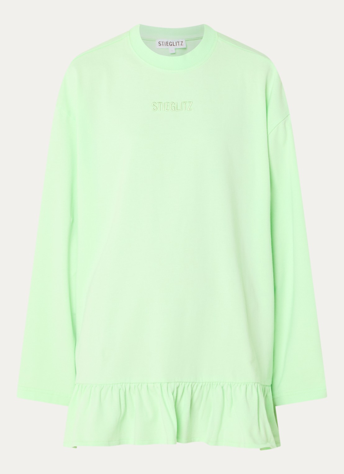 Stieglitz Brisa longsleeve met logo en volant - voorkant 3 neongroen